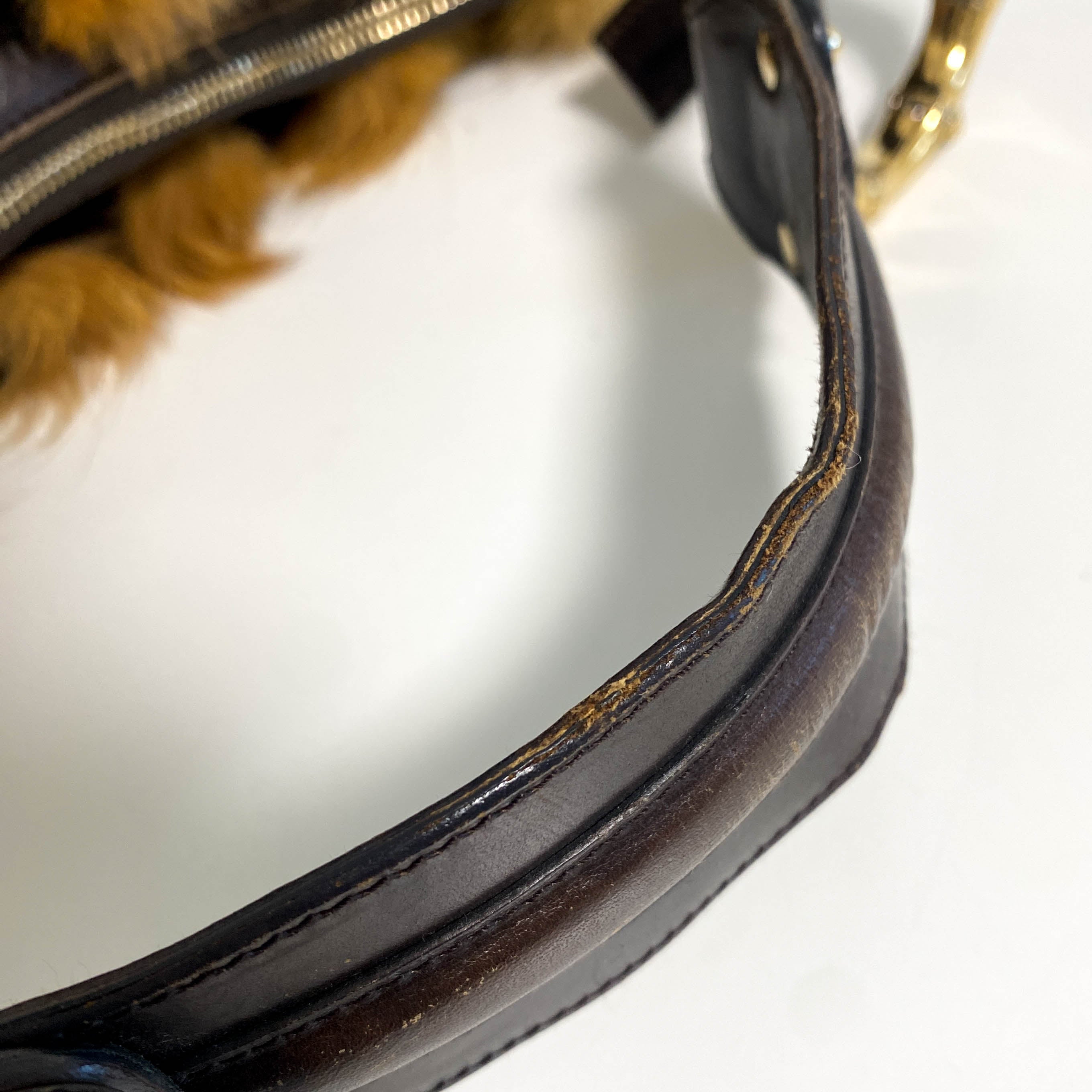 Hobo Fur Brown Bamboo Ring Shoulder Bag