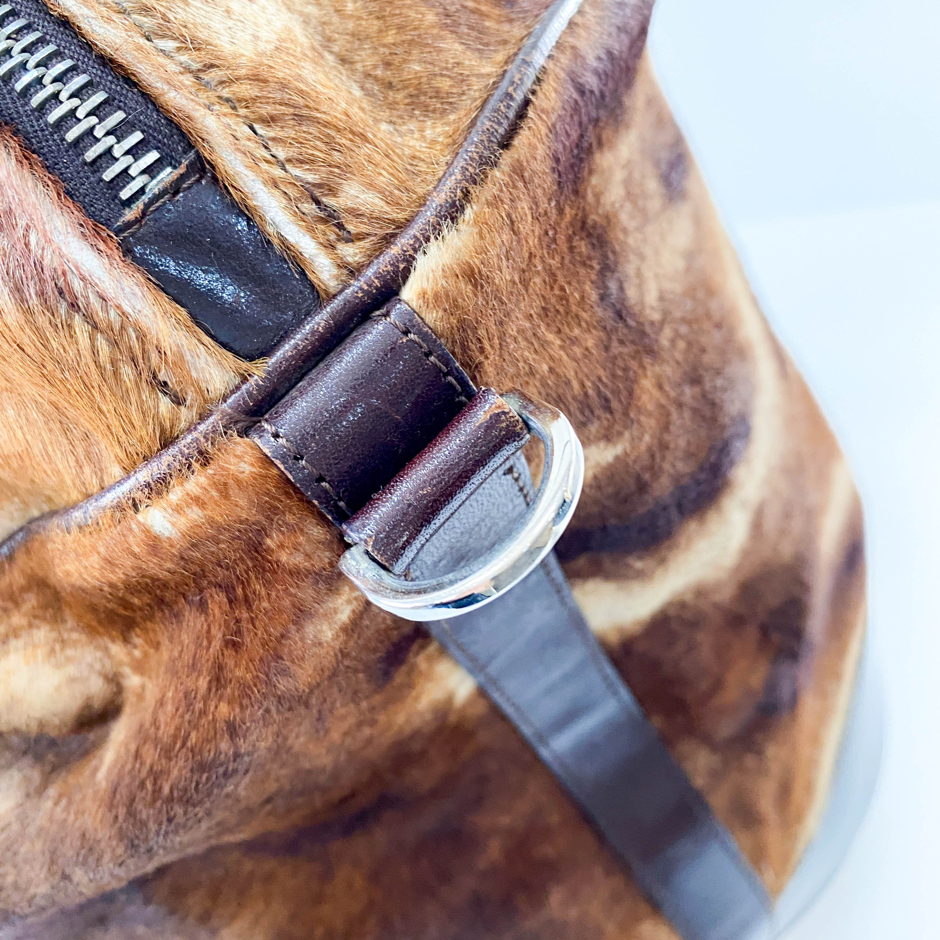 Brown Pony Hair Bowling Bag