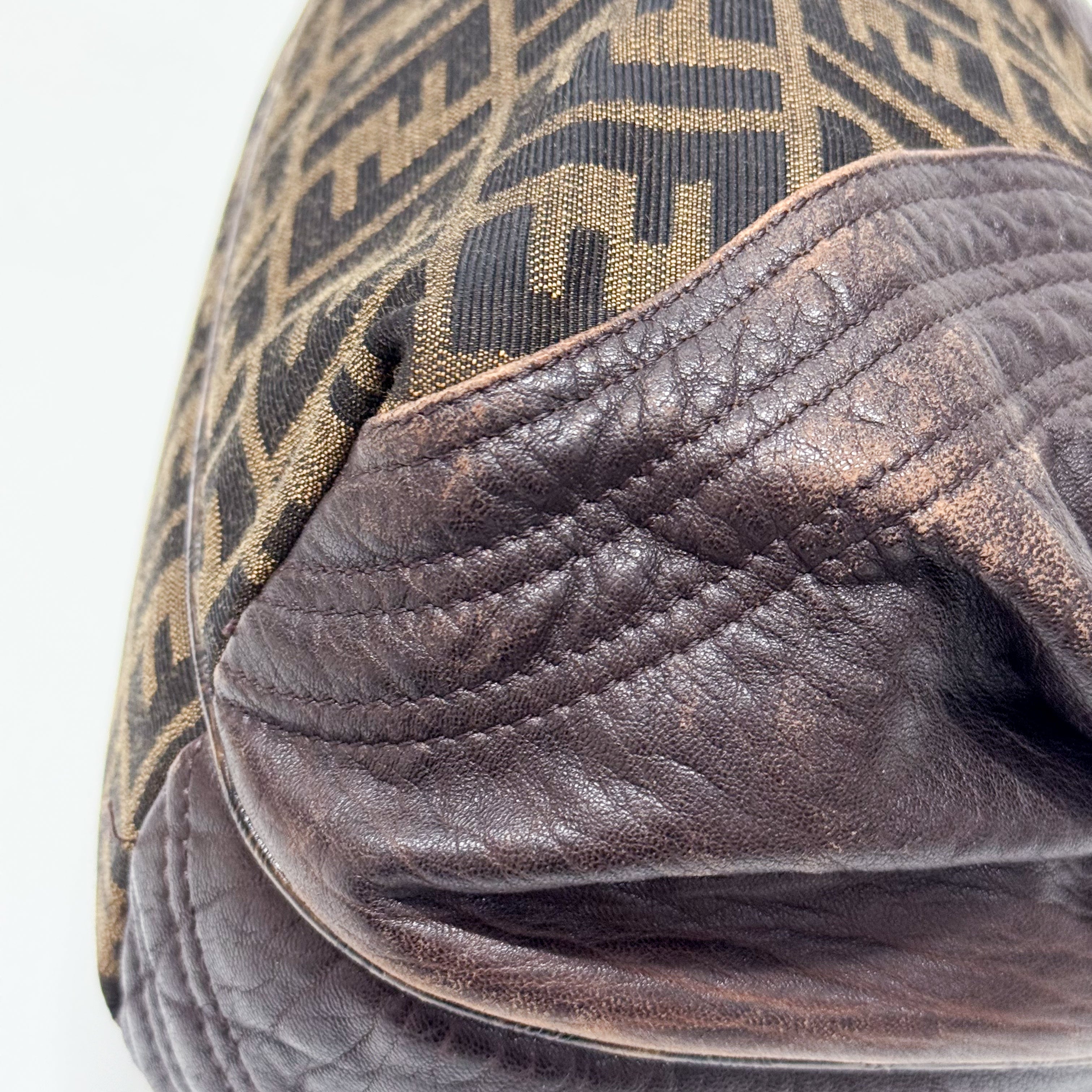 Zucca Brown Canvas & Leather Shoulder Bag