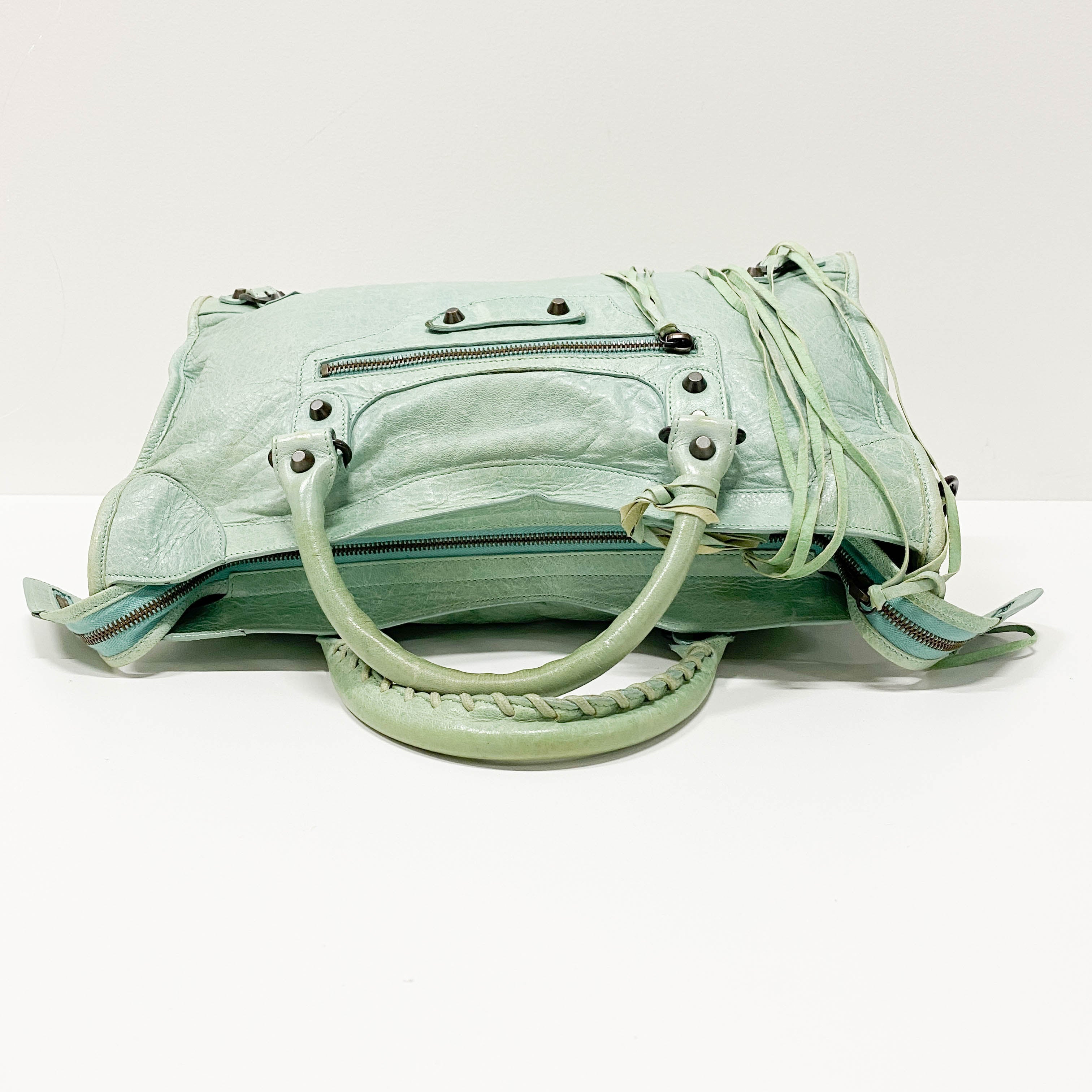 The City Green Lambskin Two Way Bag