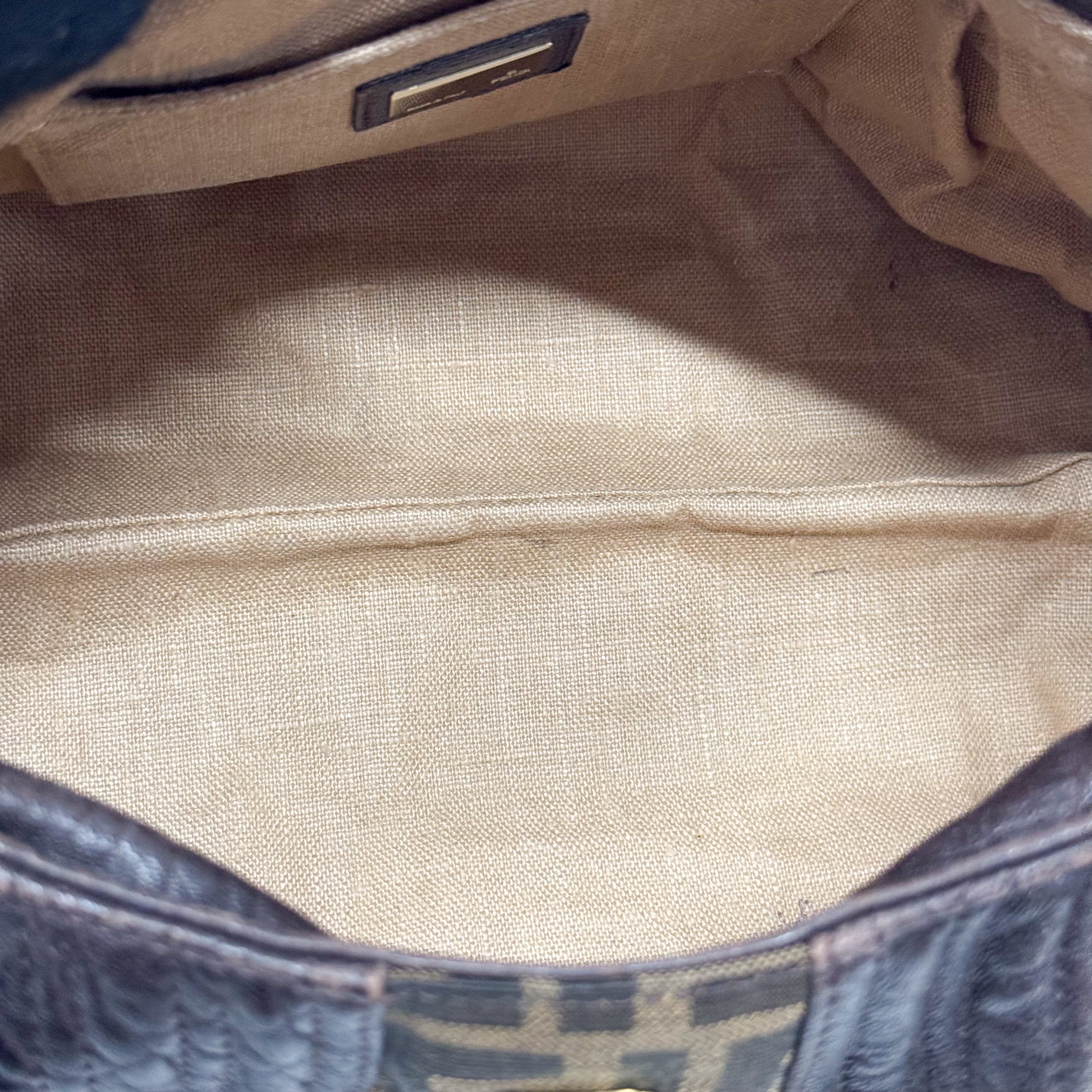 Zucca Brown Canvas & Leather Shoulder Bag