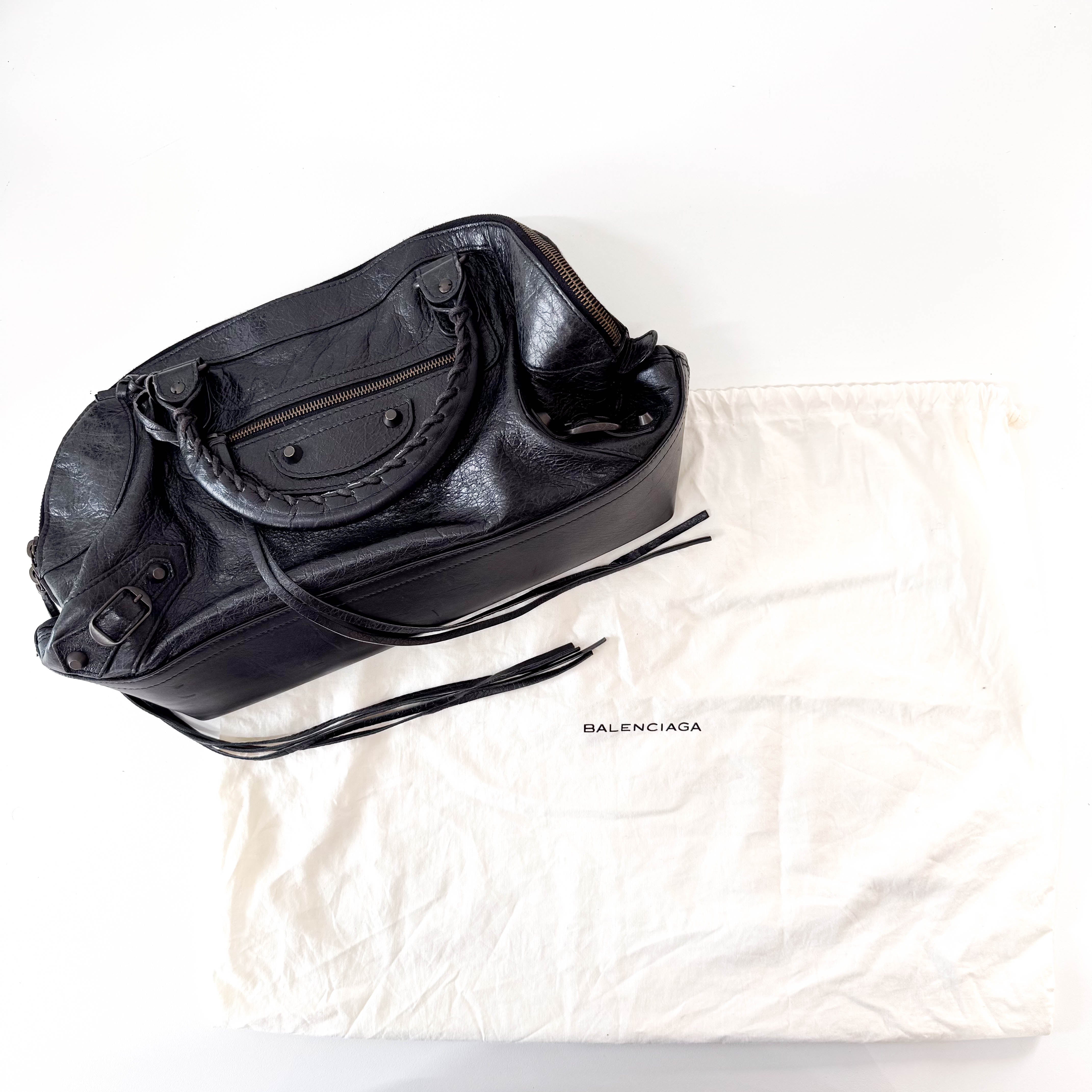 Black Leather Bowling Bag