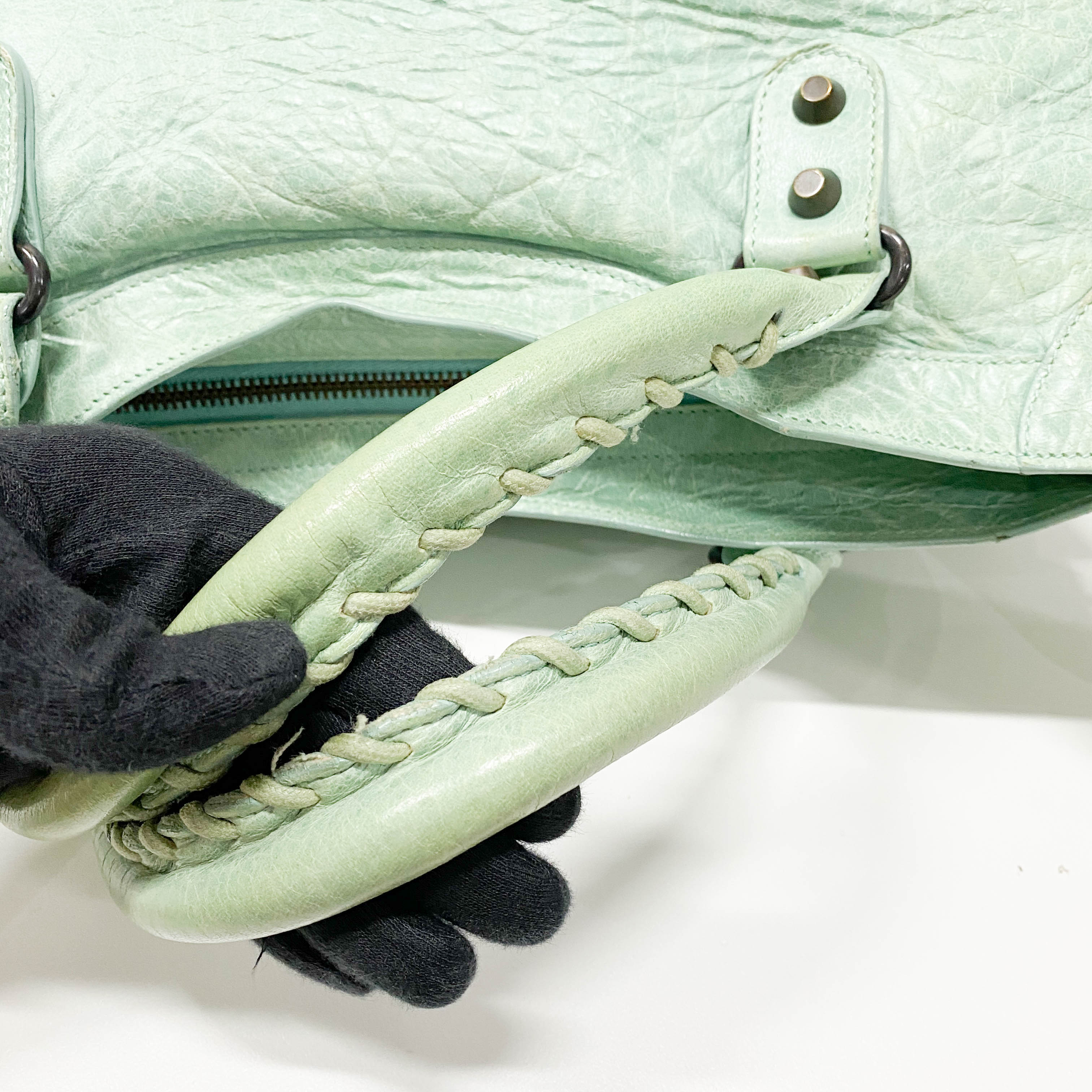 The City Green Lambskin Two Way Bag