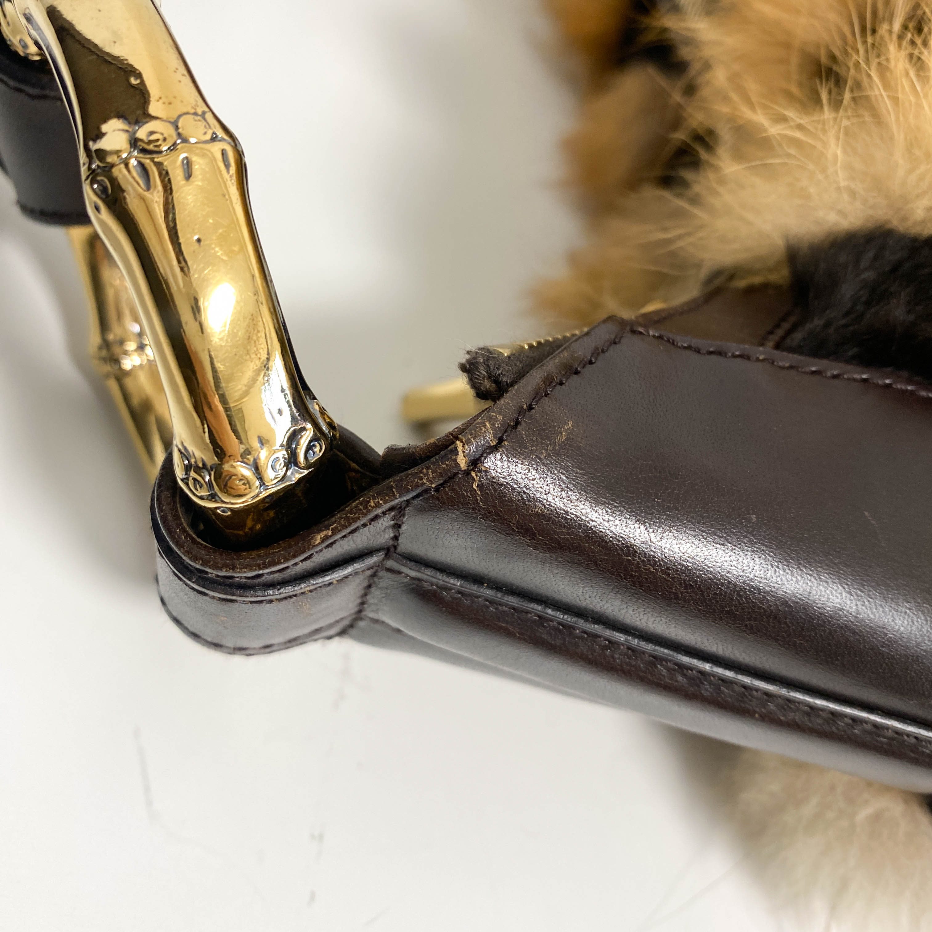 Hobo Fur Brown Bamboo Ring Shoulder Bag