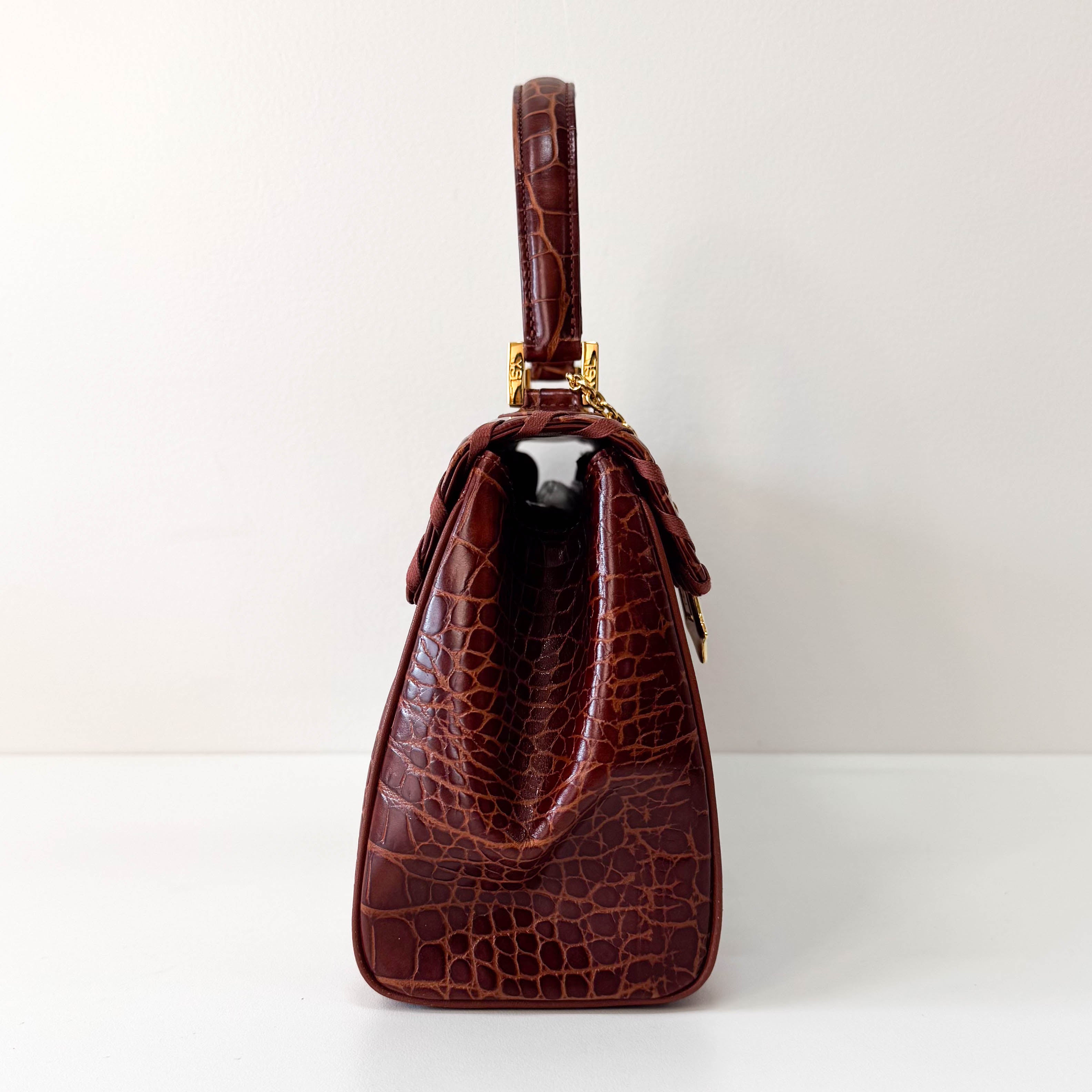 YSL Vintage Red Leather Handle Bag