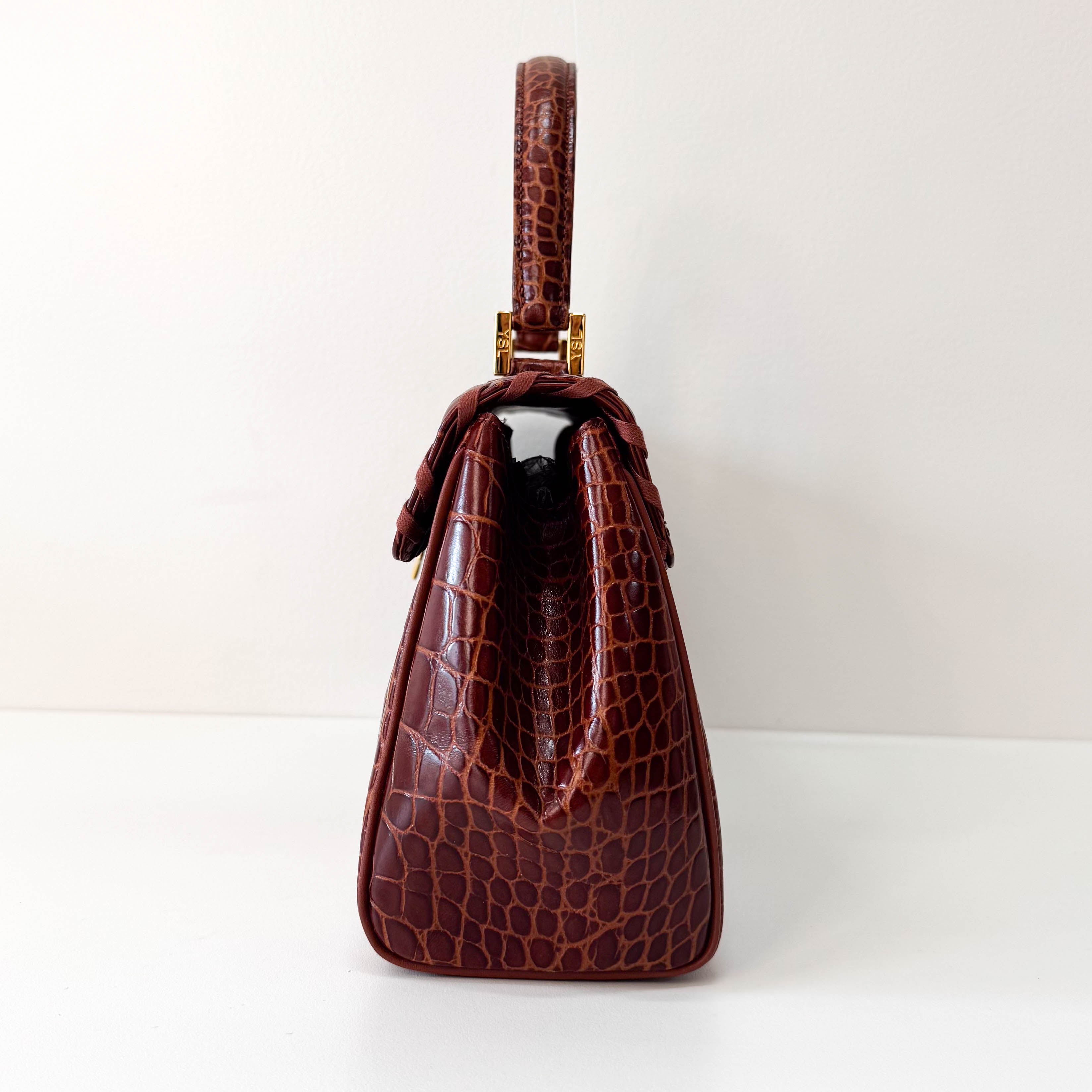 YSL Vintage Red Leather Handle Bag