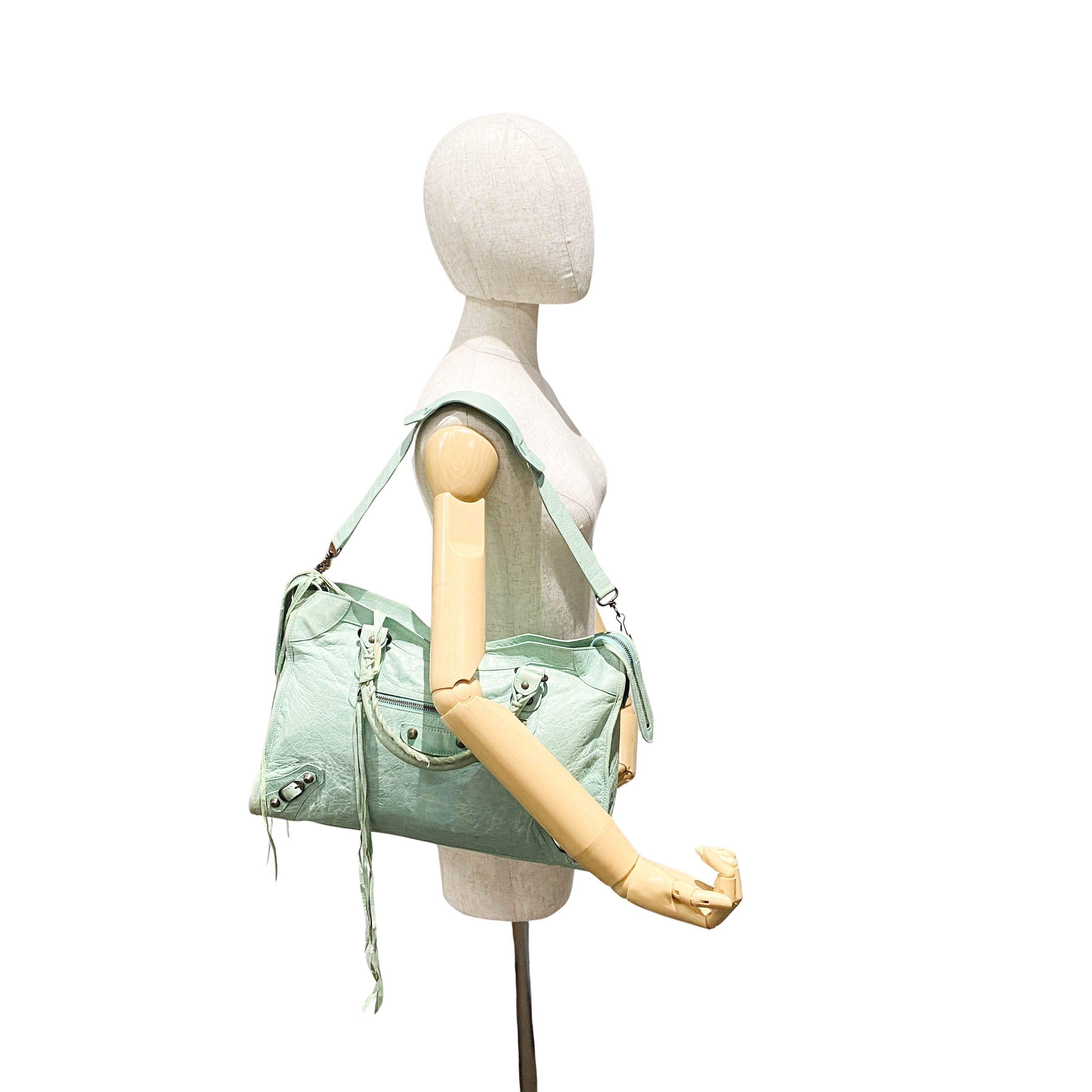 The City Green Lambskin Two Way Bag