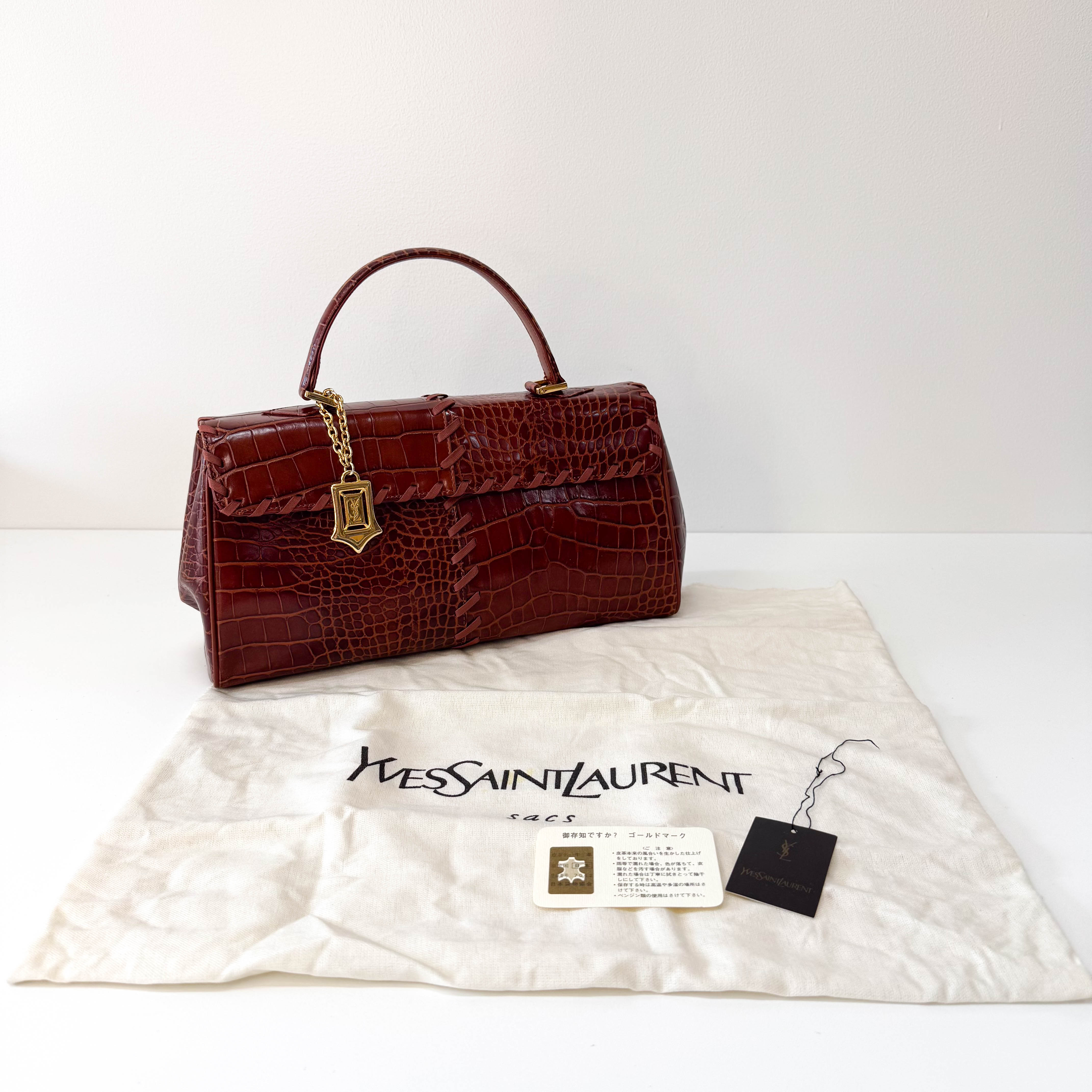 YSL Vintage Red Leather Handle Bag