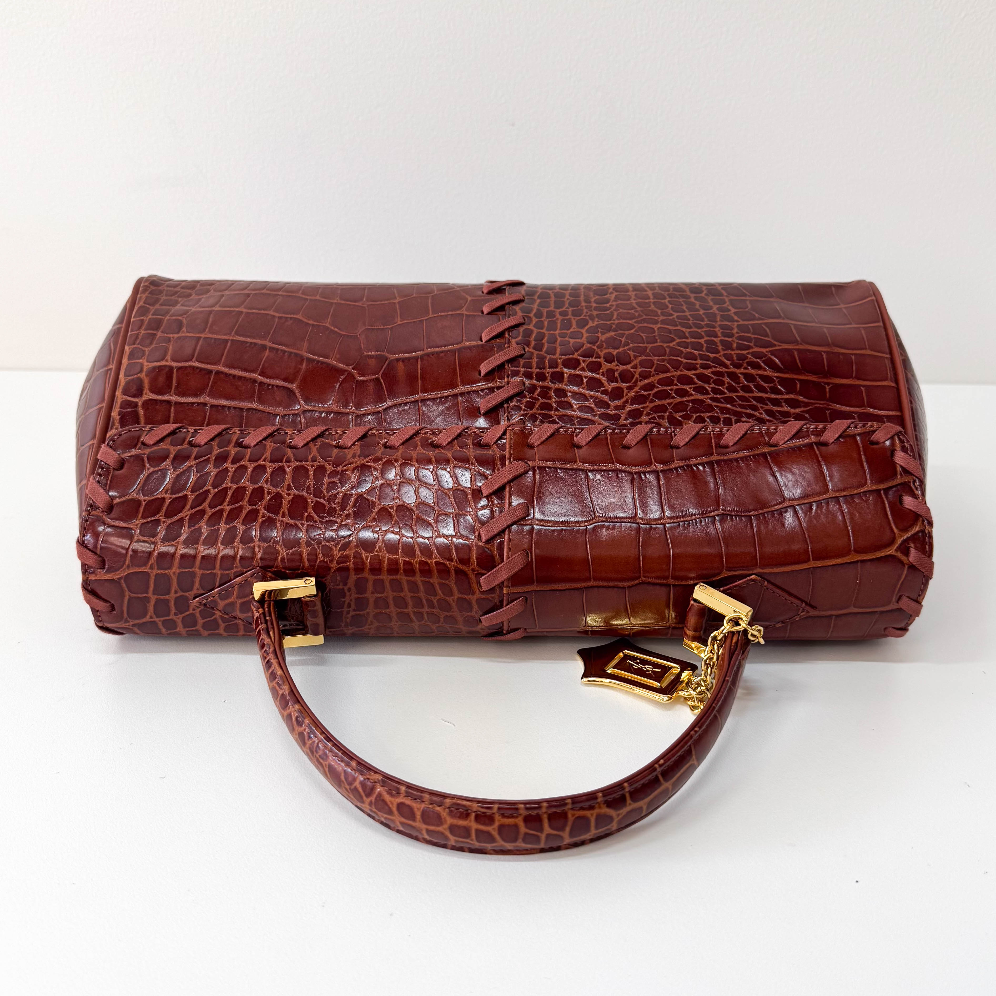 YSL Vintage Red Leather Handle Bag