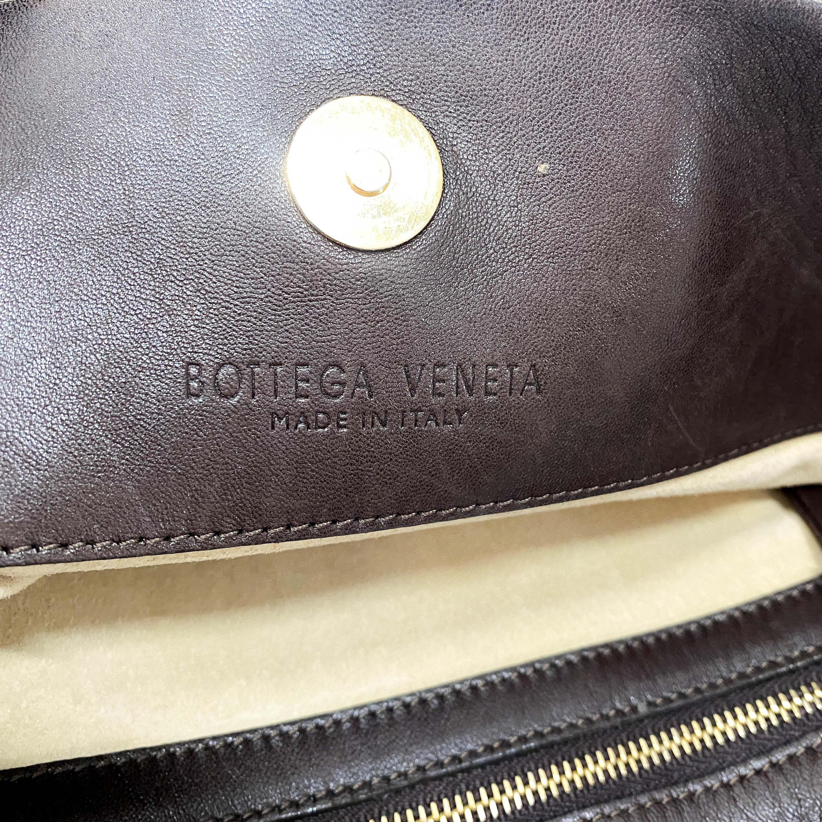 Intrecciato Brown Leather Handle Bag
