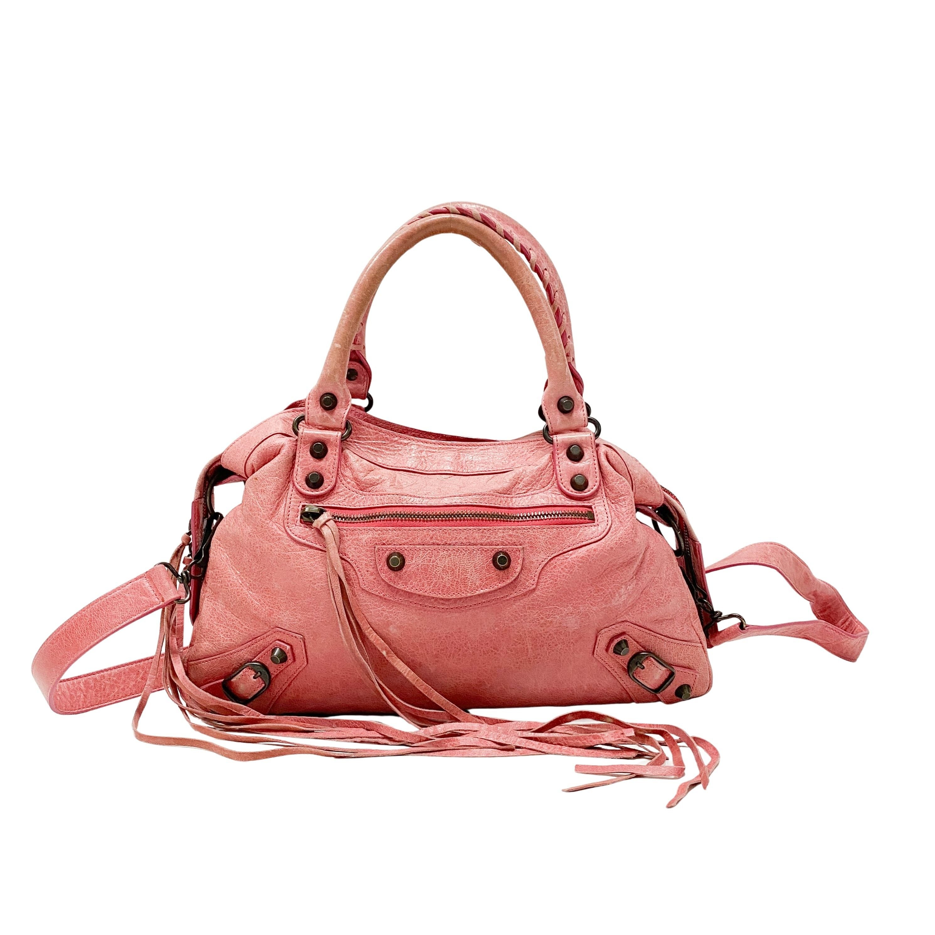 Town Pink Lambskin Two Way Bag