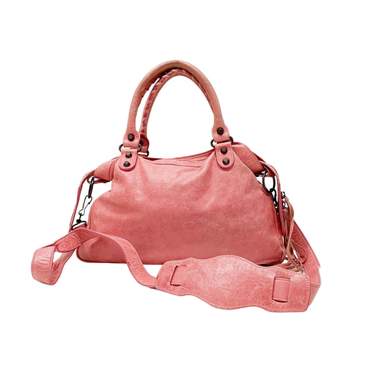 Town Pink Lambskin Two Way Bag