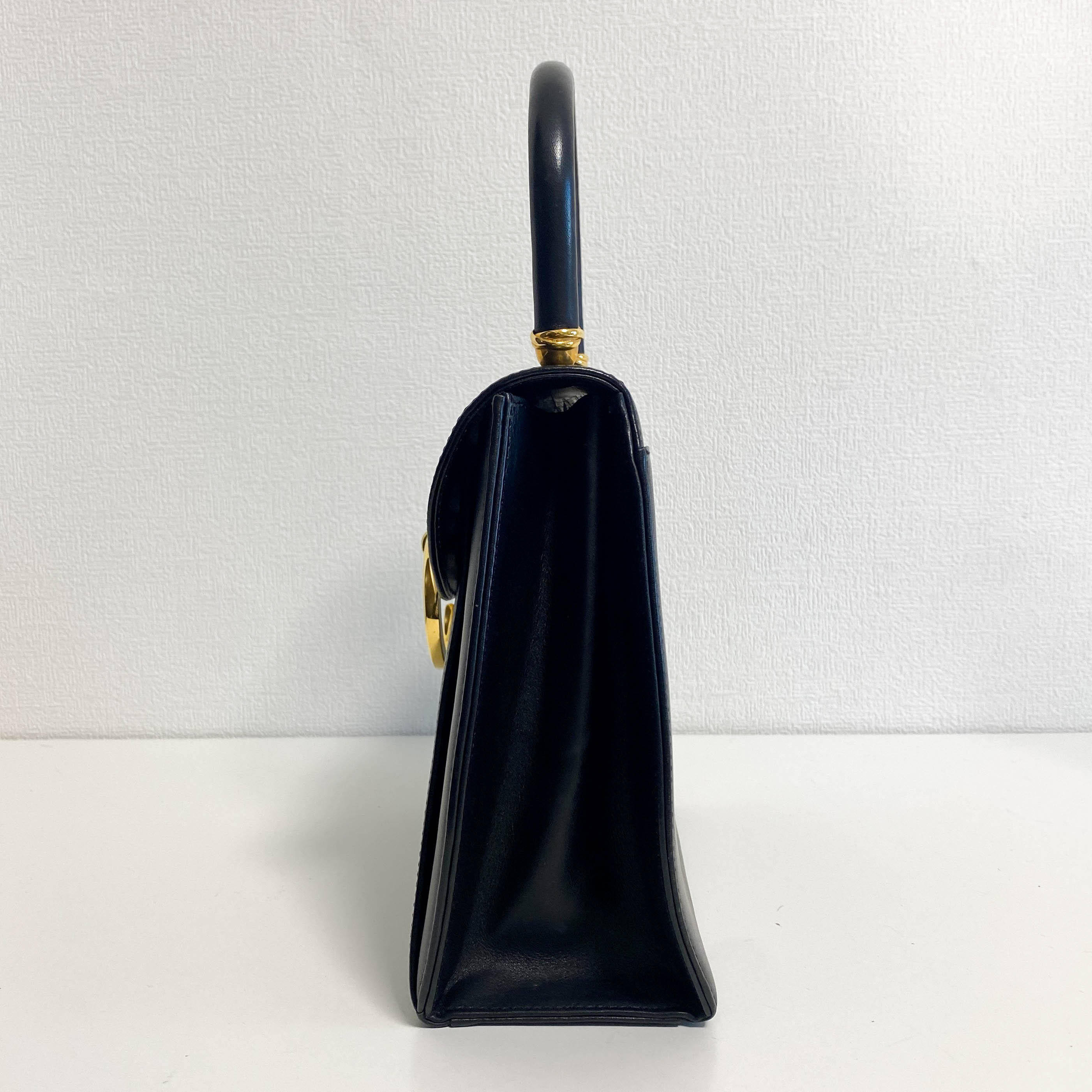 Panthère de Cartier Black Leather Top Handle Bag Gold Hardware