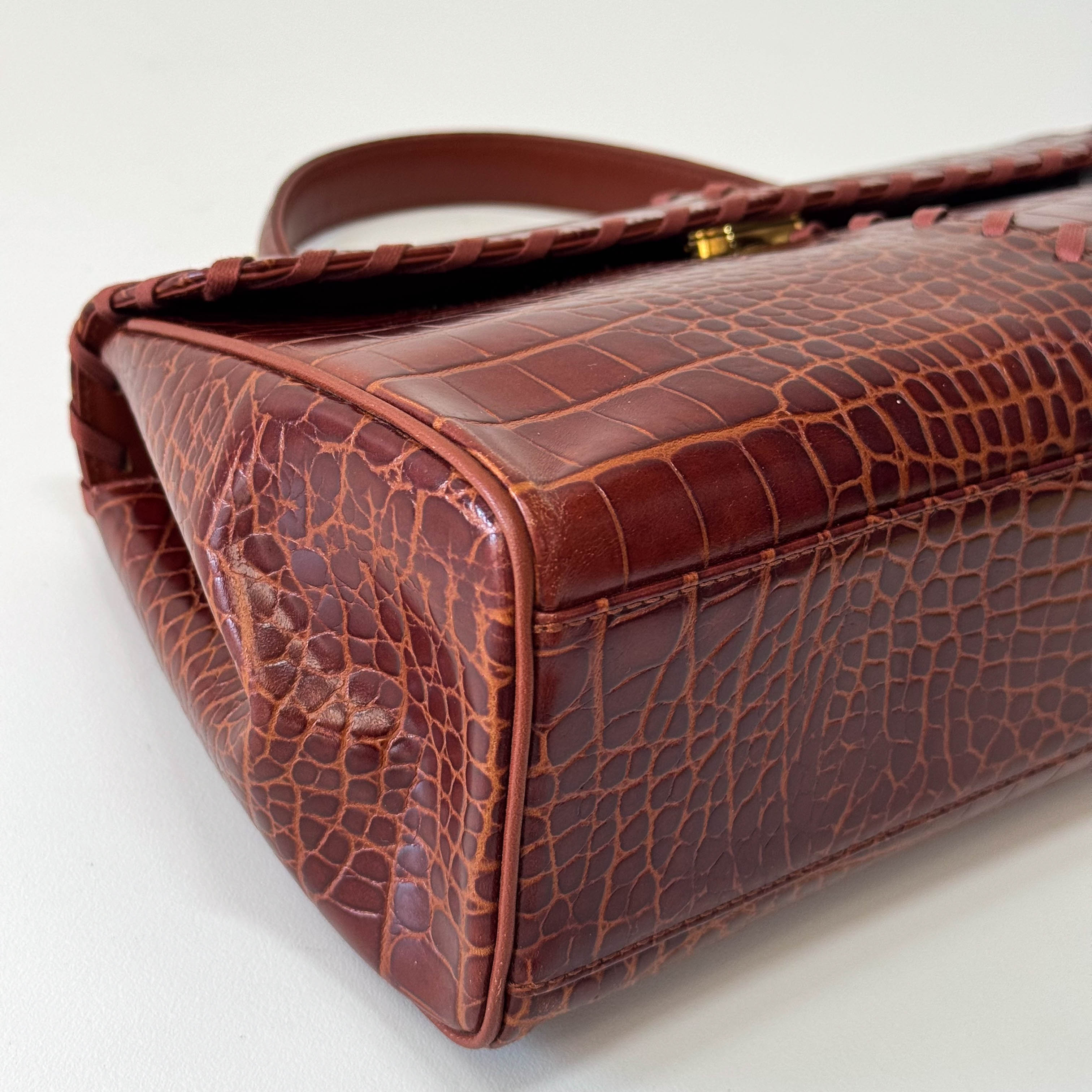 YSL Vintage Red Leather Handle Bag