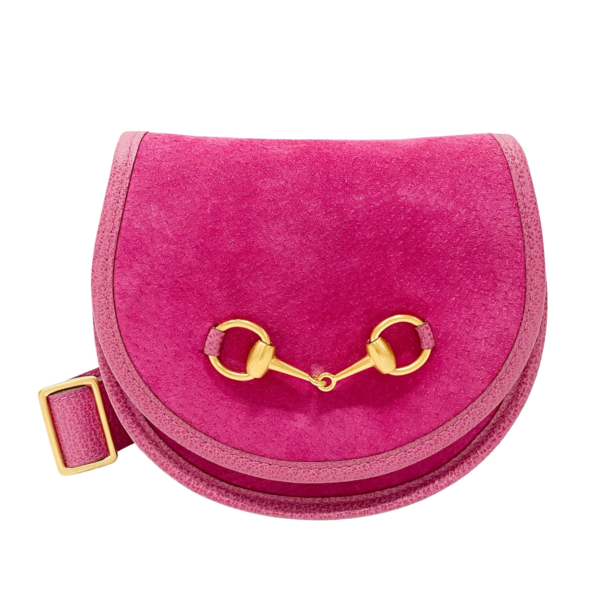 Pink Suede Horsebit Waist Bag