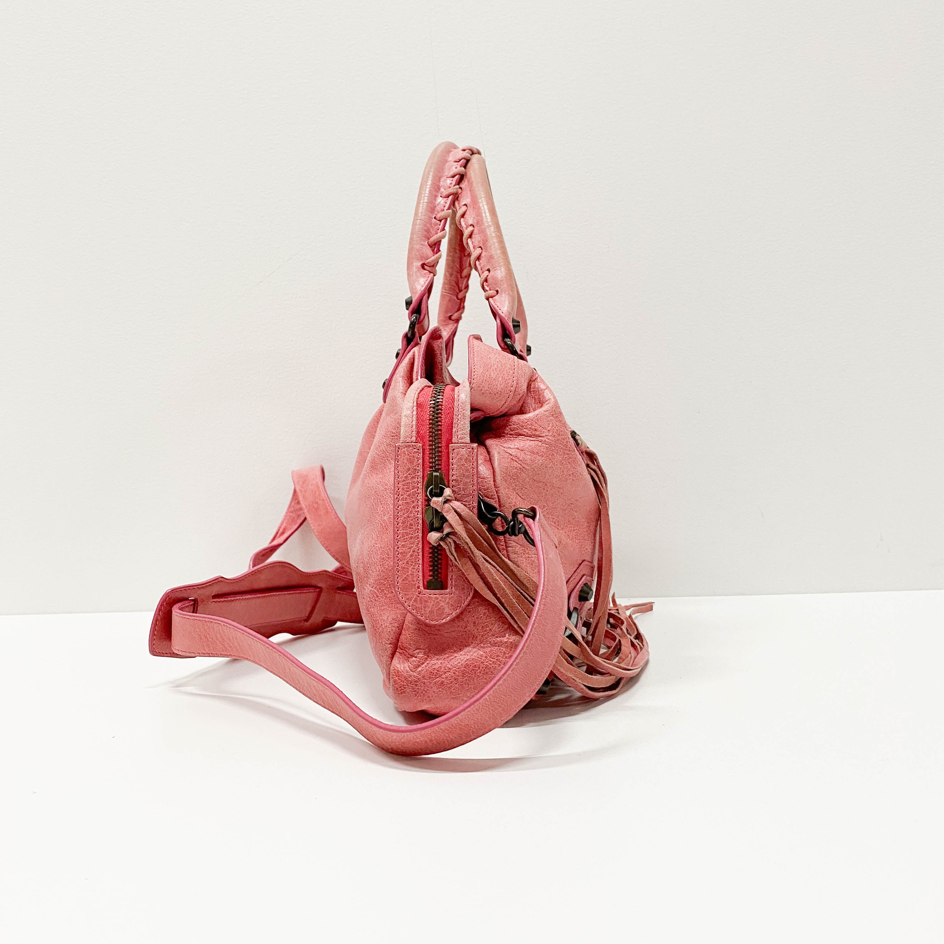Town Pink Lambskin Two Way Bag