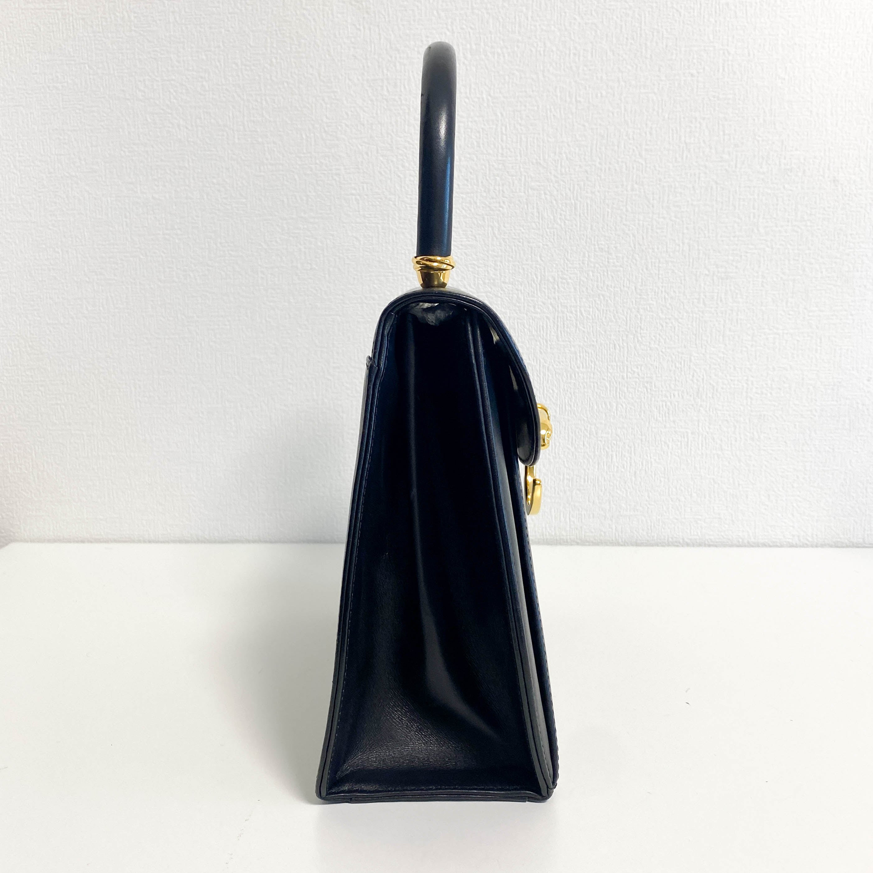 Panthère de Cartier Black Leather Top Handle Bag Gold Hardware