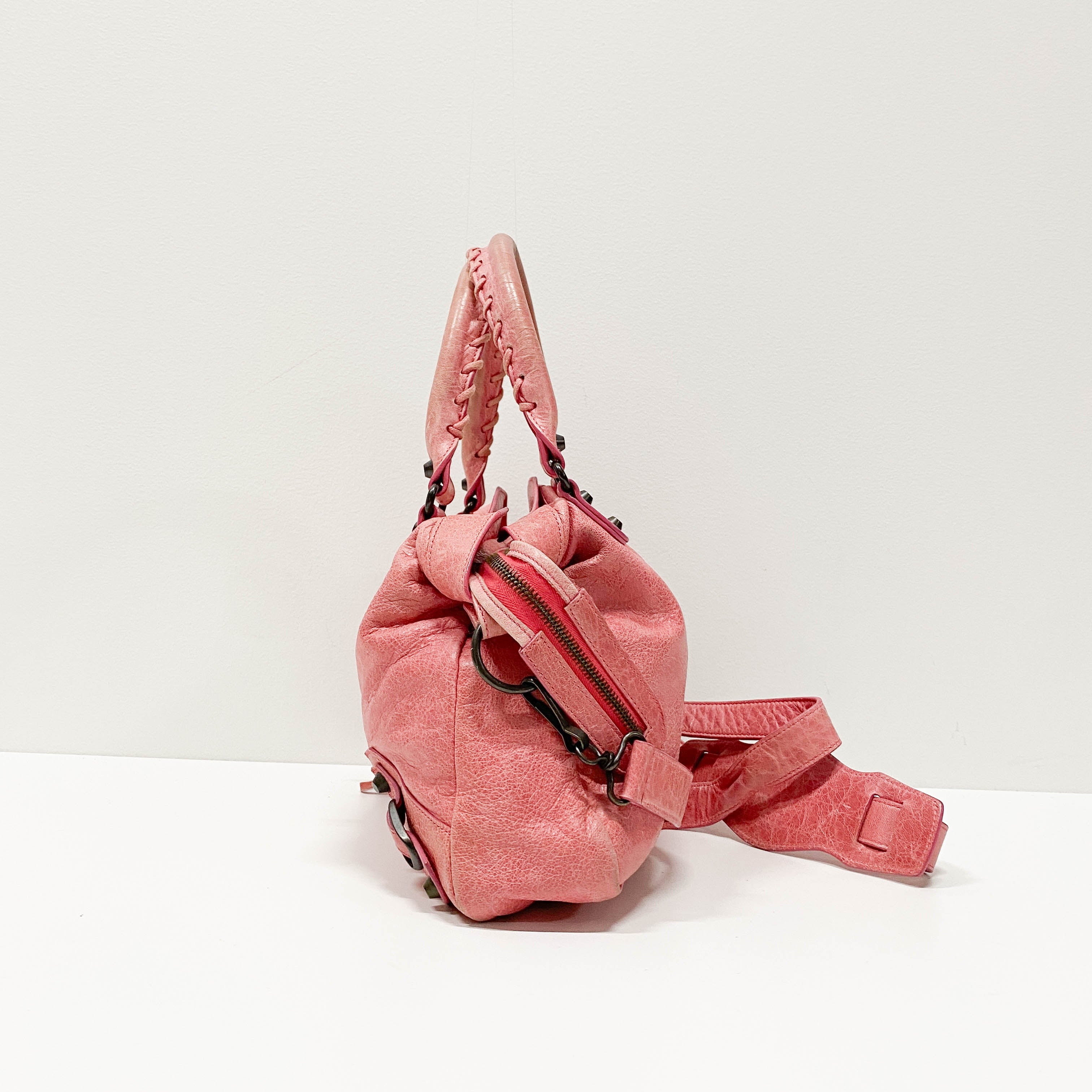 Town Pink Lambskin Two Way Bag