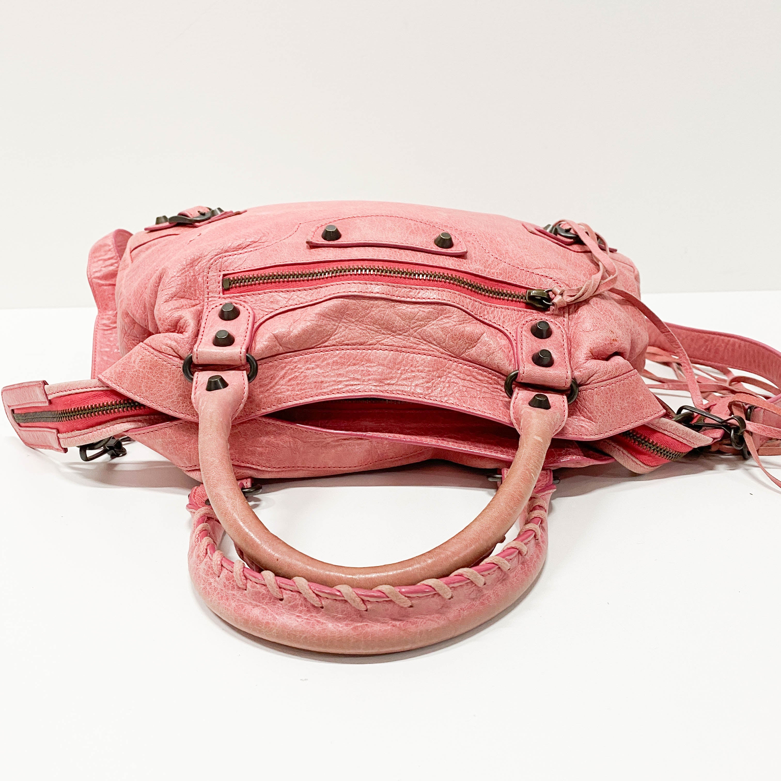 Town Pink Lambskin Two Way Bag