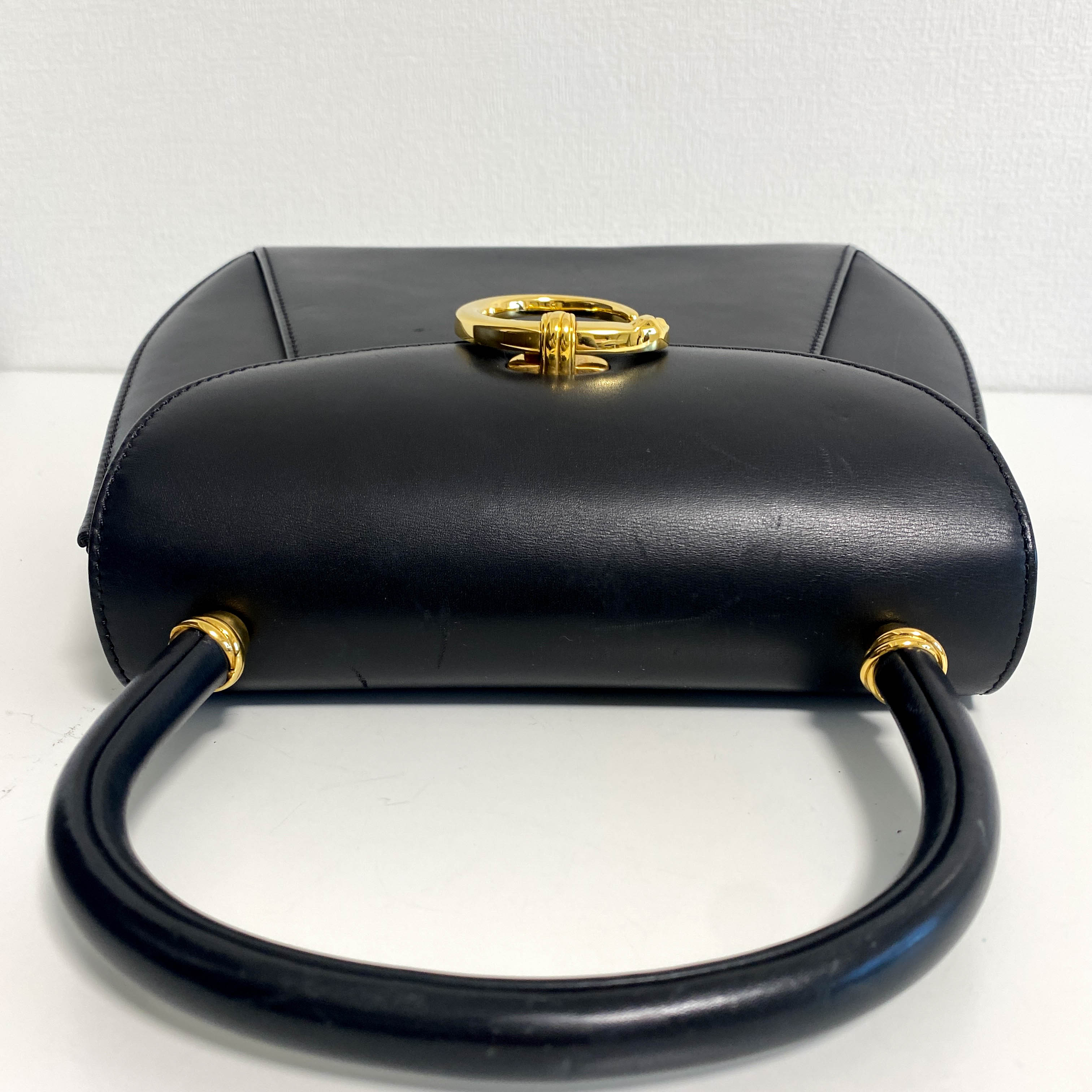 Panthère de Cartier Black Leather Top Handle Bag Gold Hardware