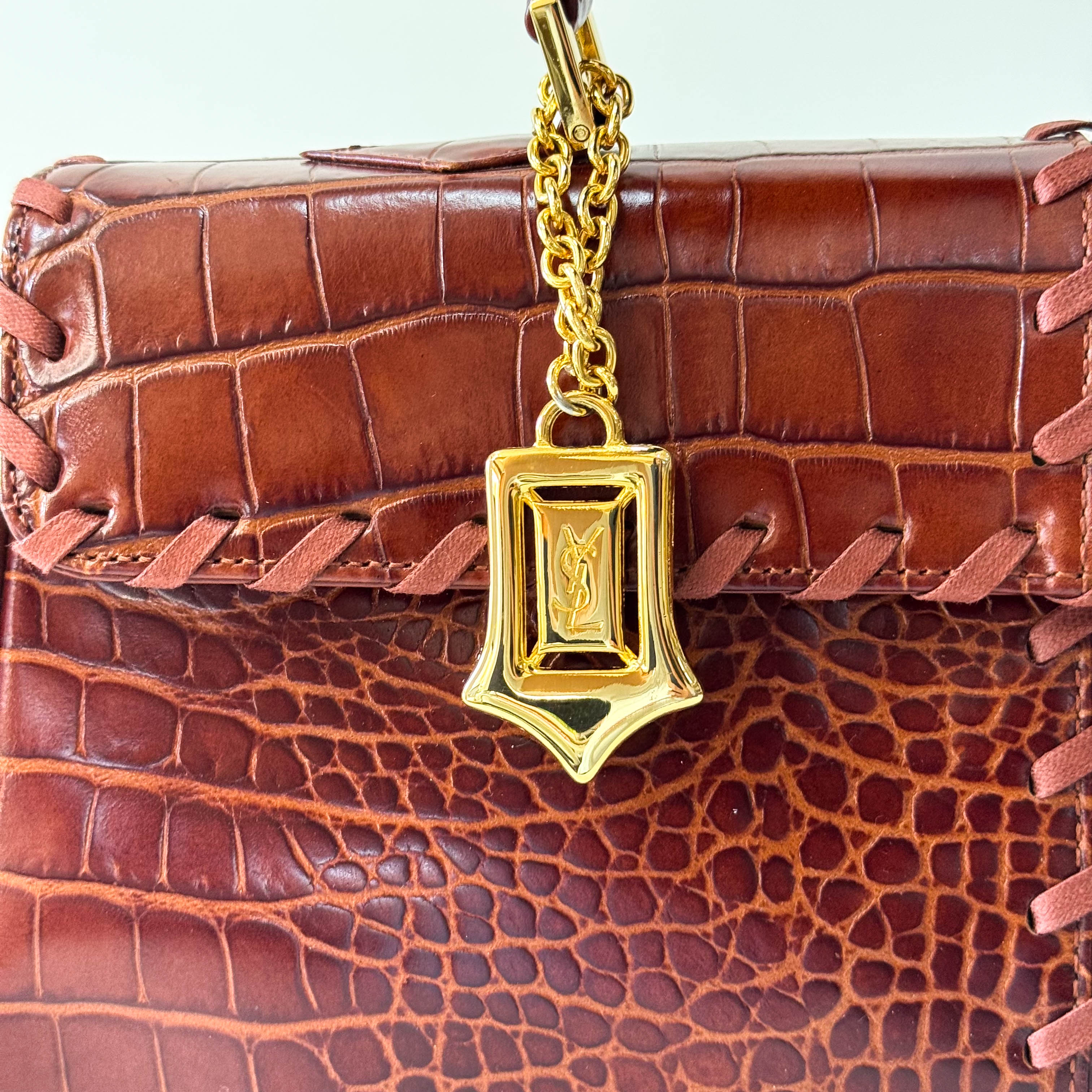 YSL Vintage Red Leather Handle Bag