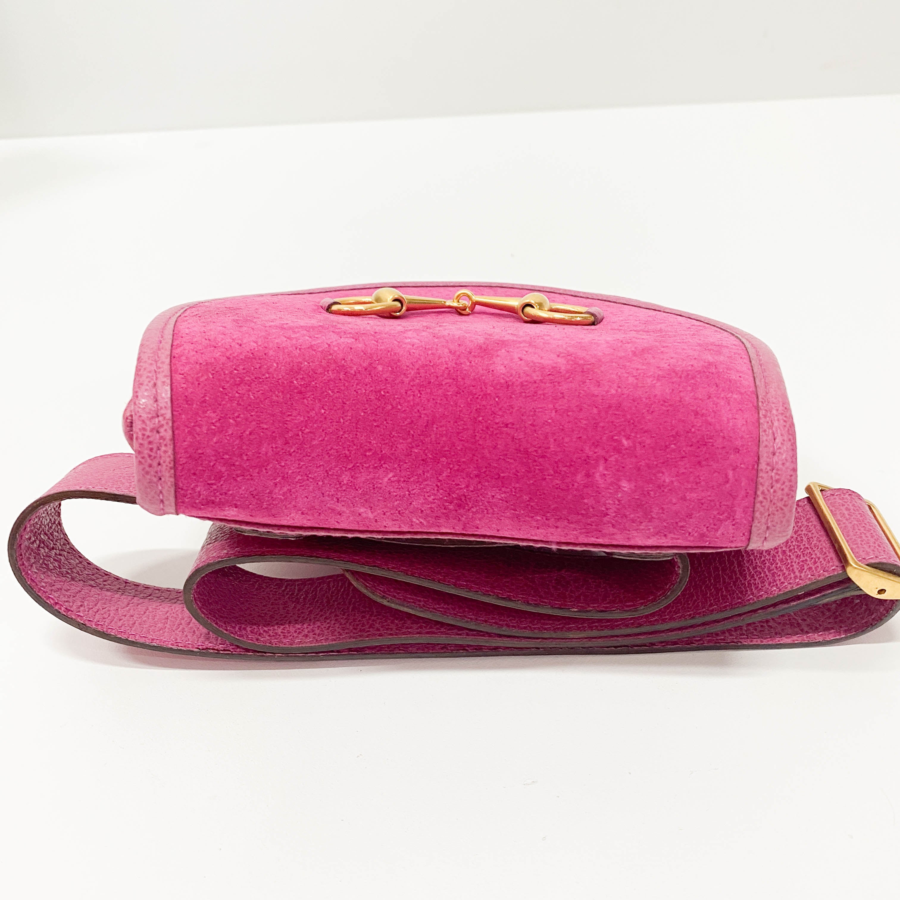 Pink Suede Horsebit Waist Bag