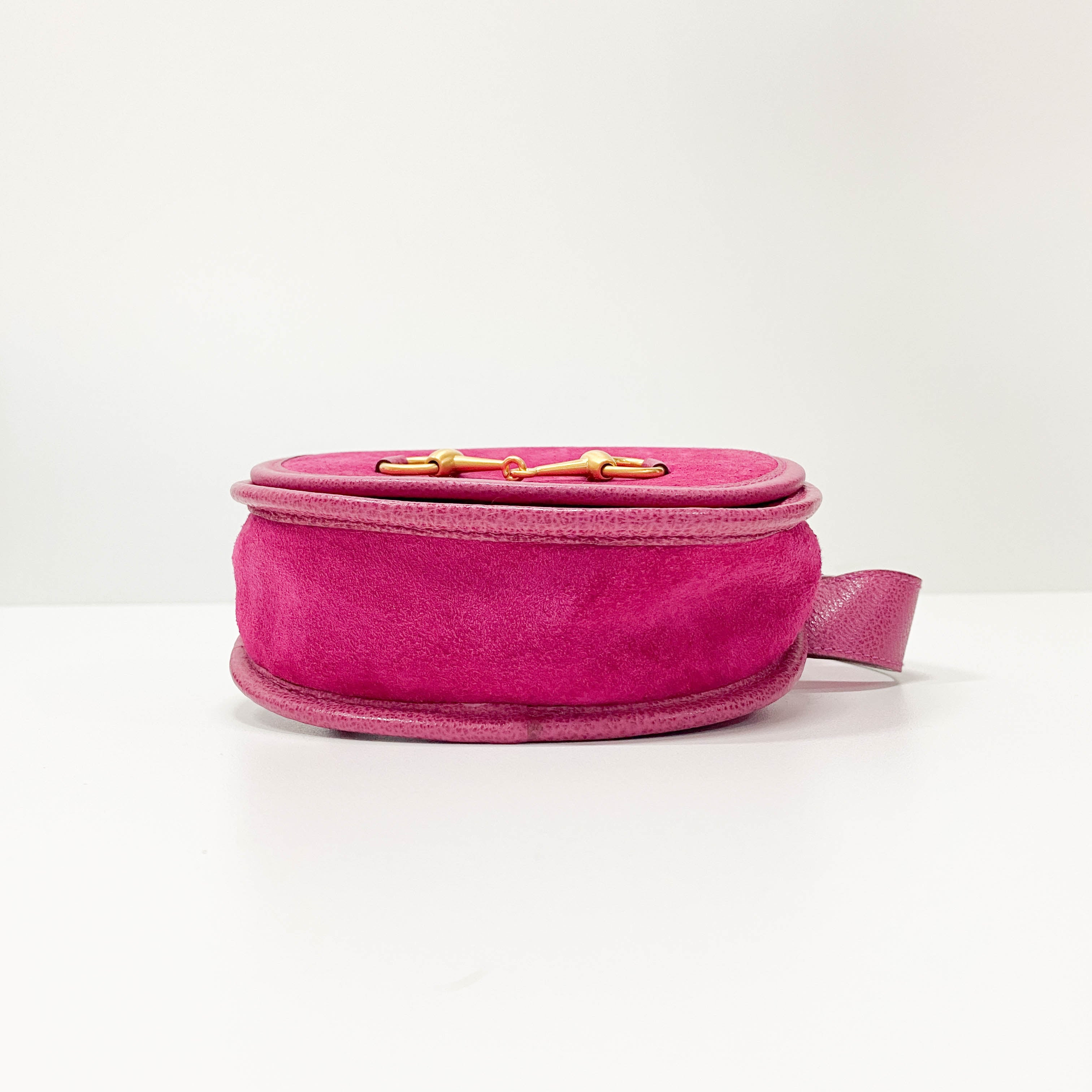 Pink Suede Horsebit Waist Bag