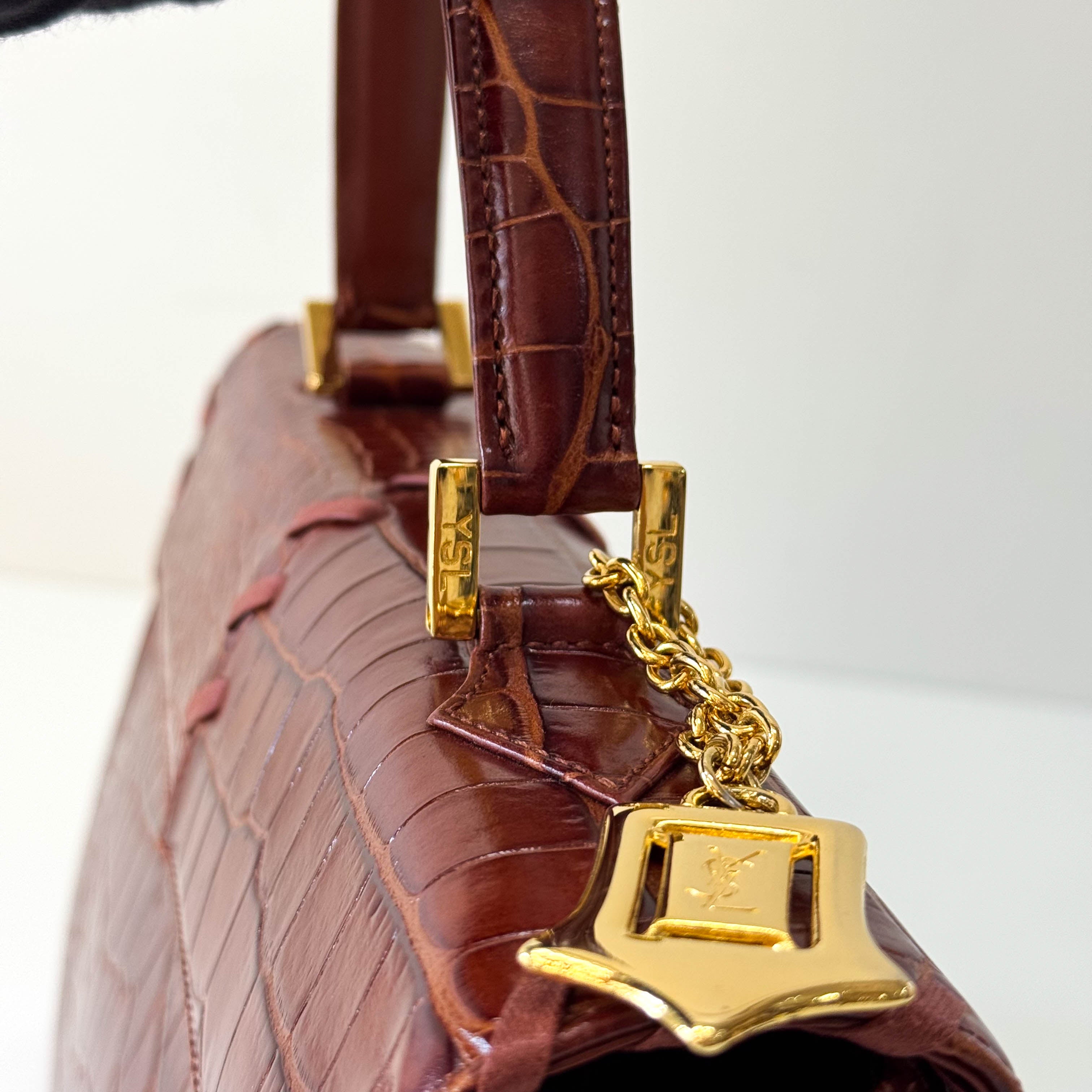 YSL Vintage Red Leather Handle Bag