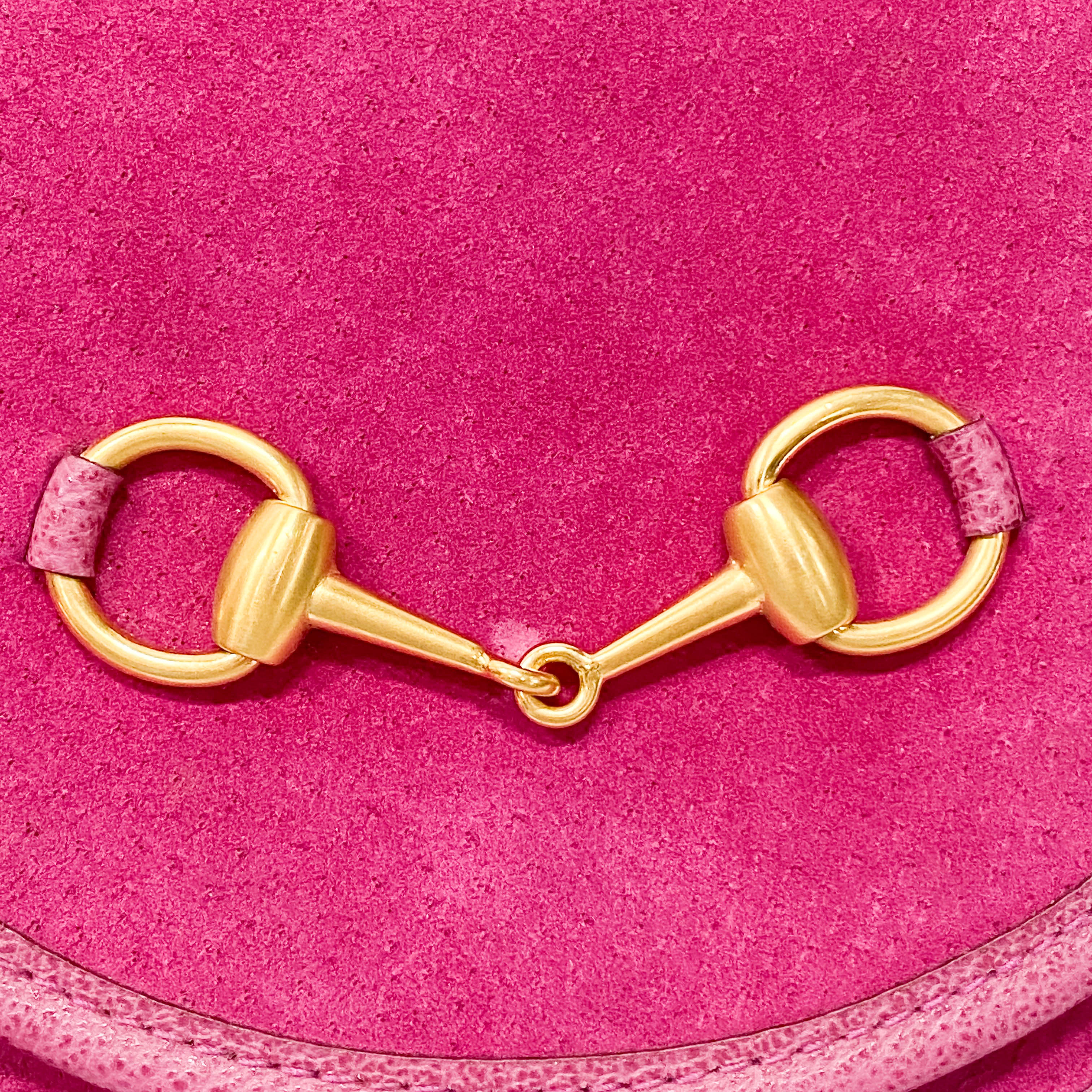 Pink Suede Horsebit Waist Bag