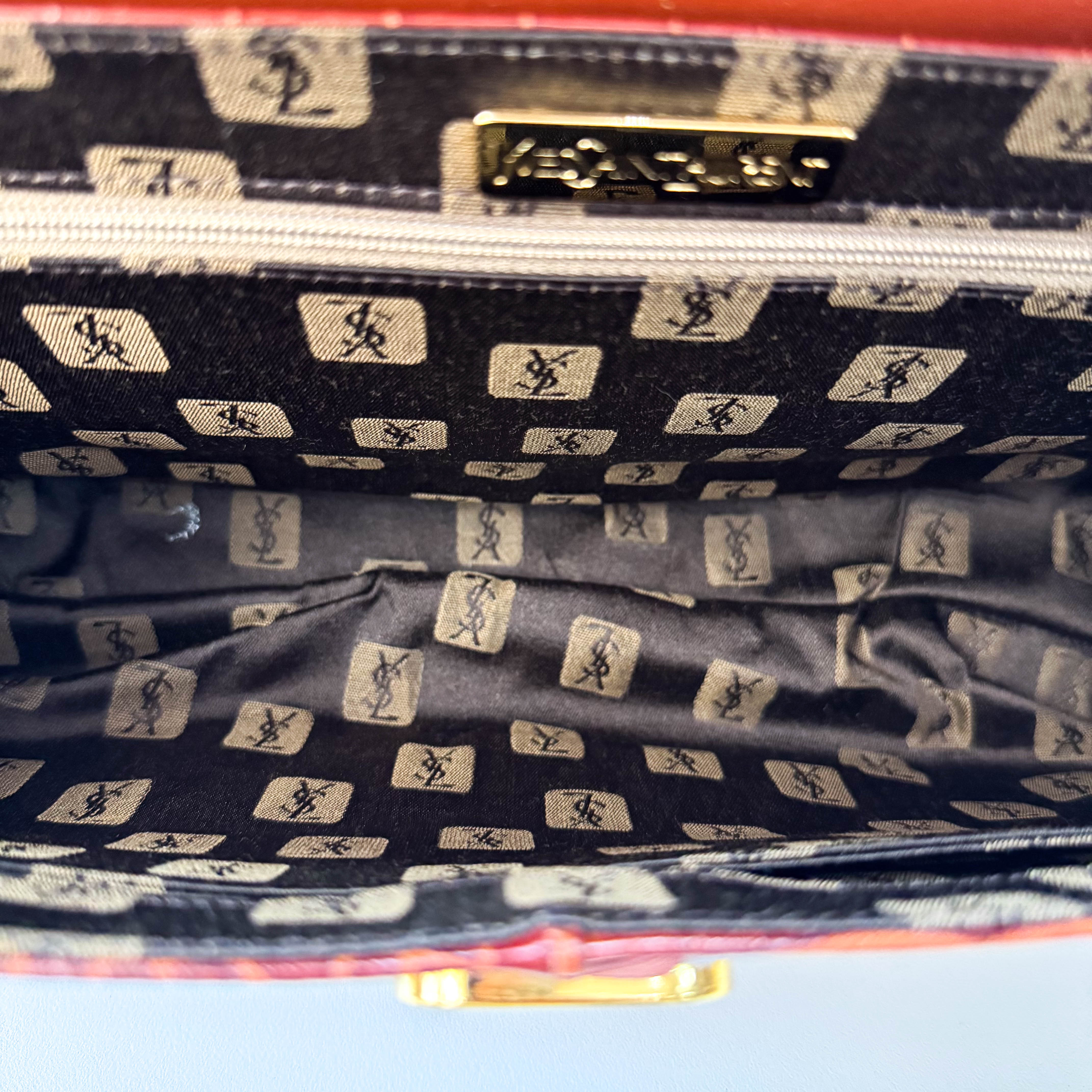 YSL Vintage Red Leather Handle Bag