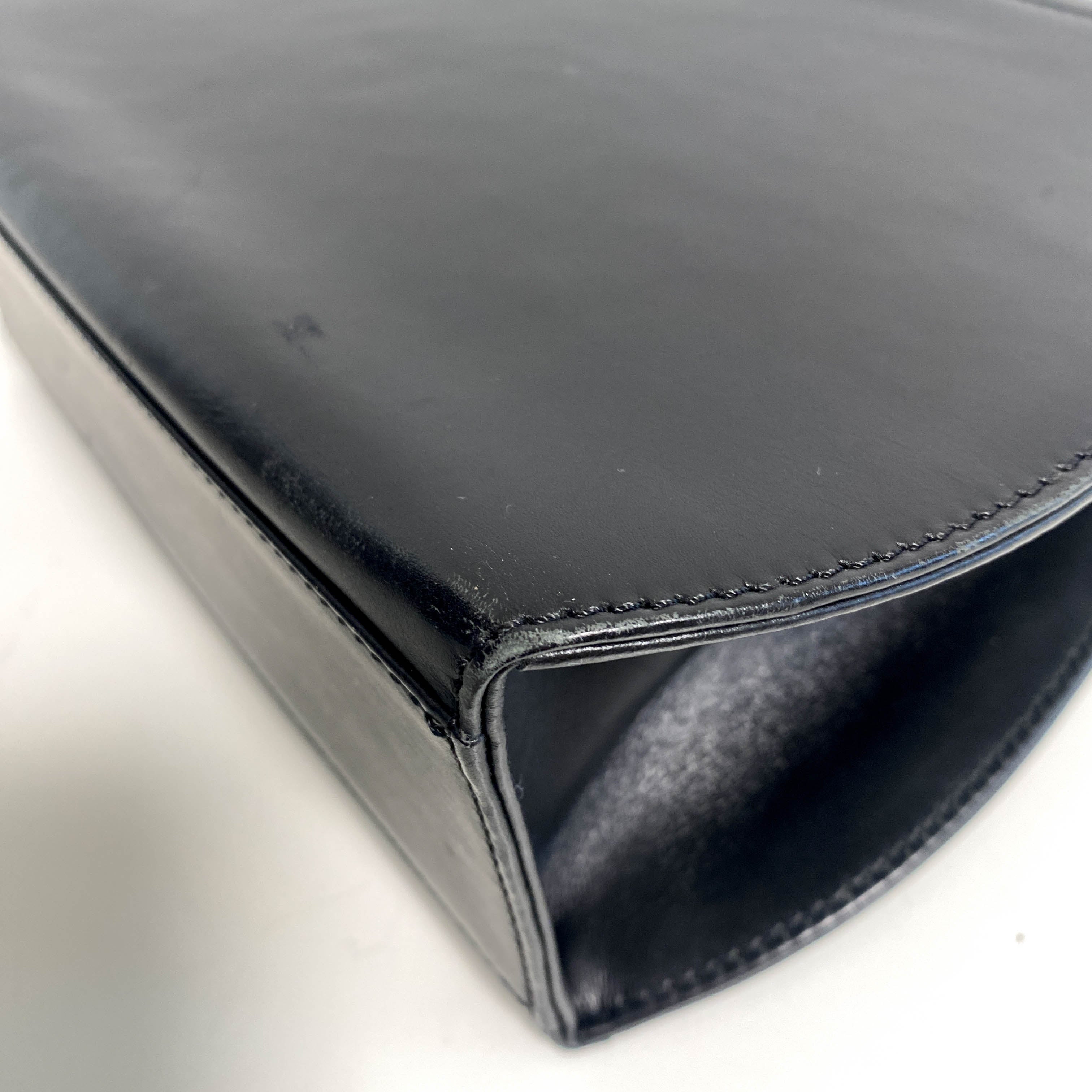 Panthère de Cartier Black Leather Top Handle Bag Gold Hardware