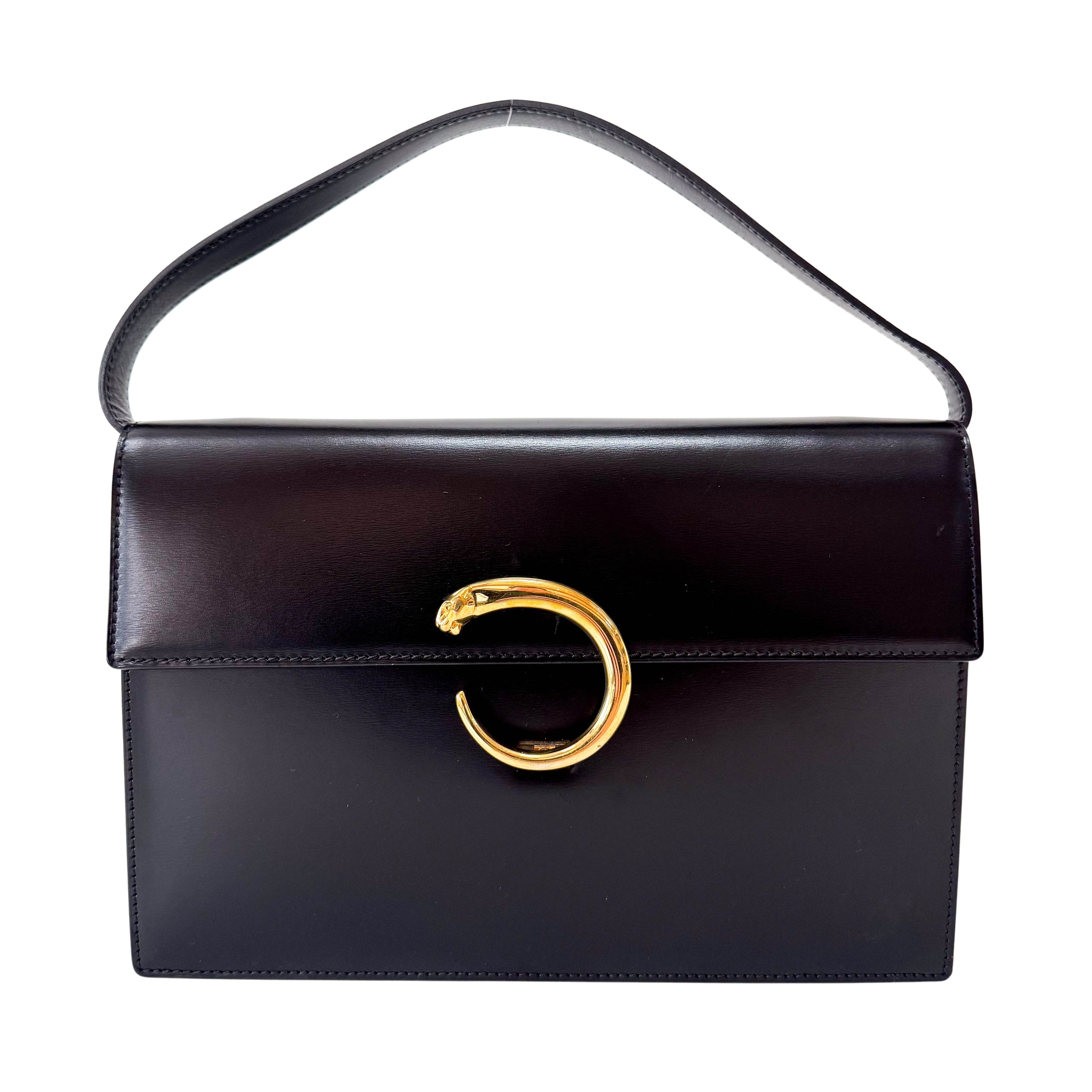 Panthère Black Leather Shoulder Bag