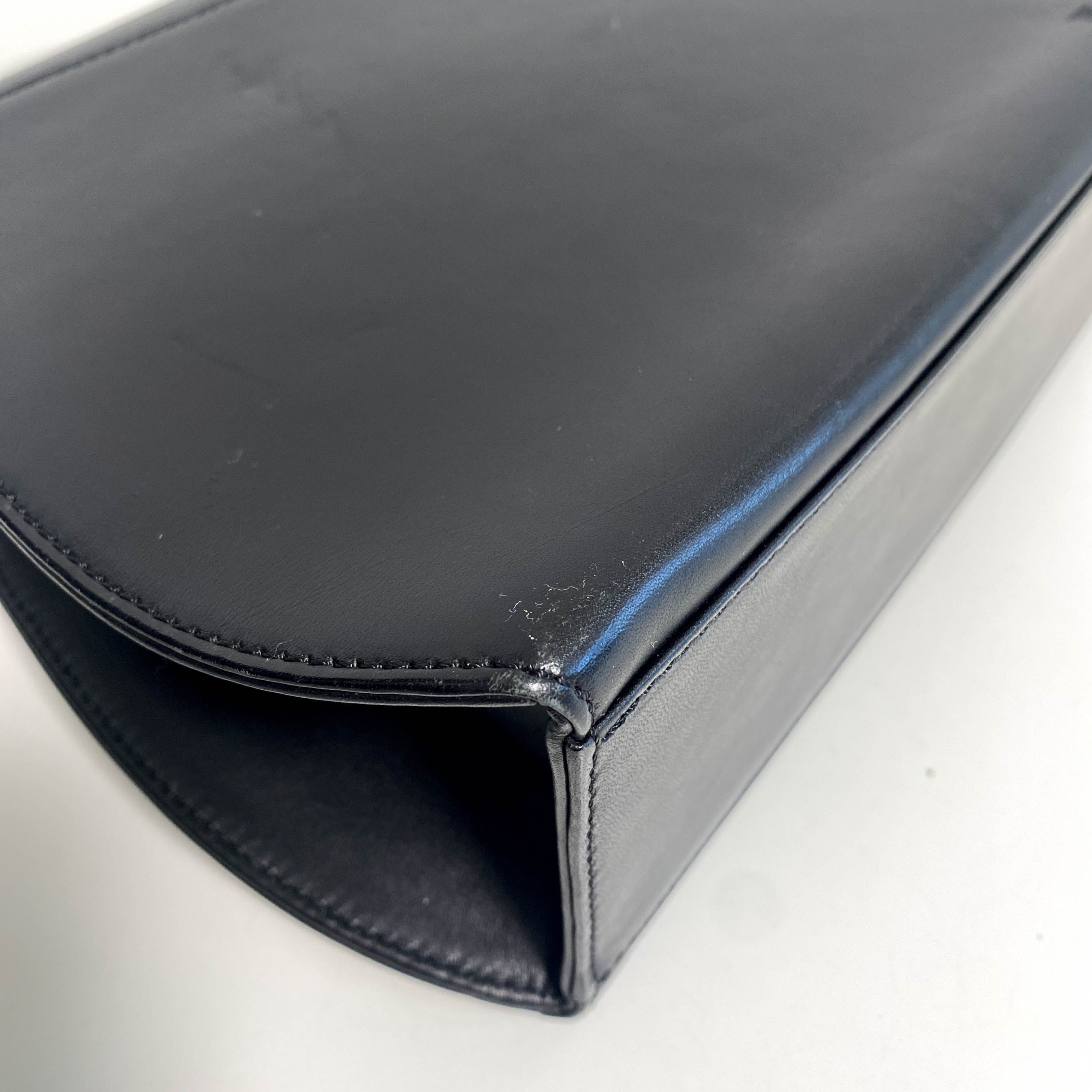 Panthère de Cartier Black Leather Top Handle Bag Gold Hardware