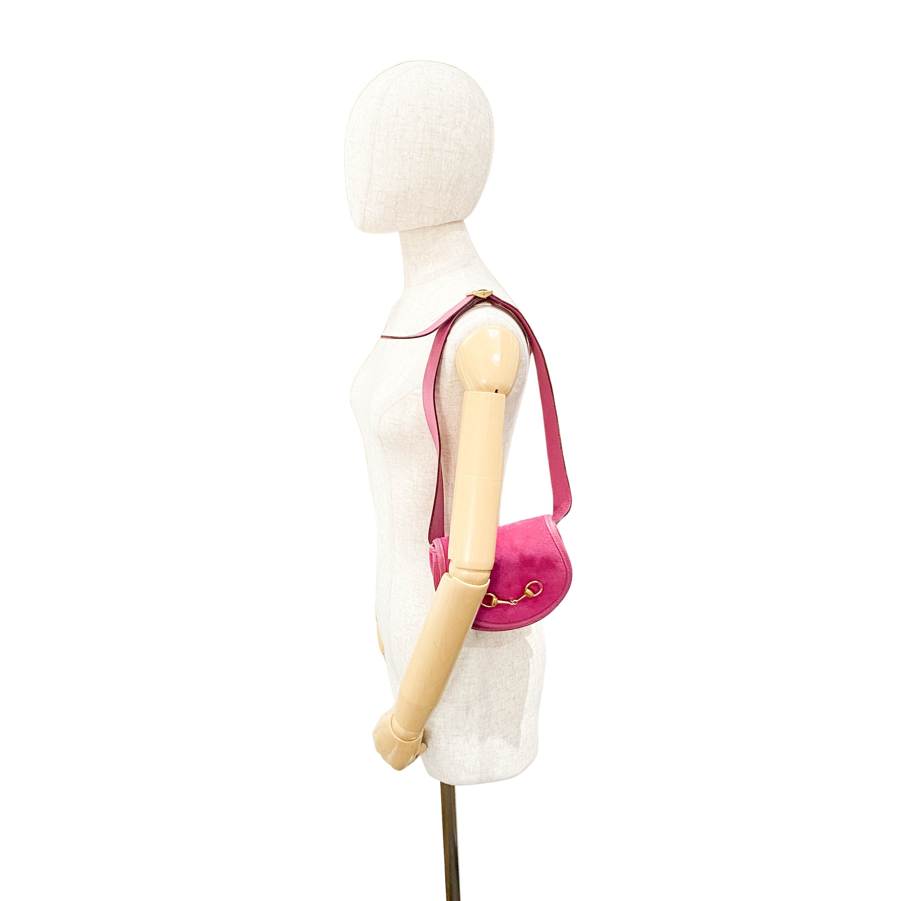 Pink Suede Horsebit Waist Bag