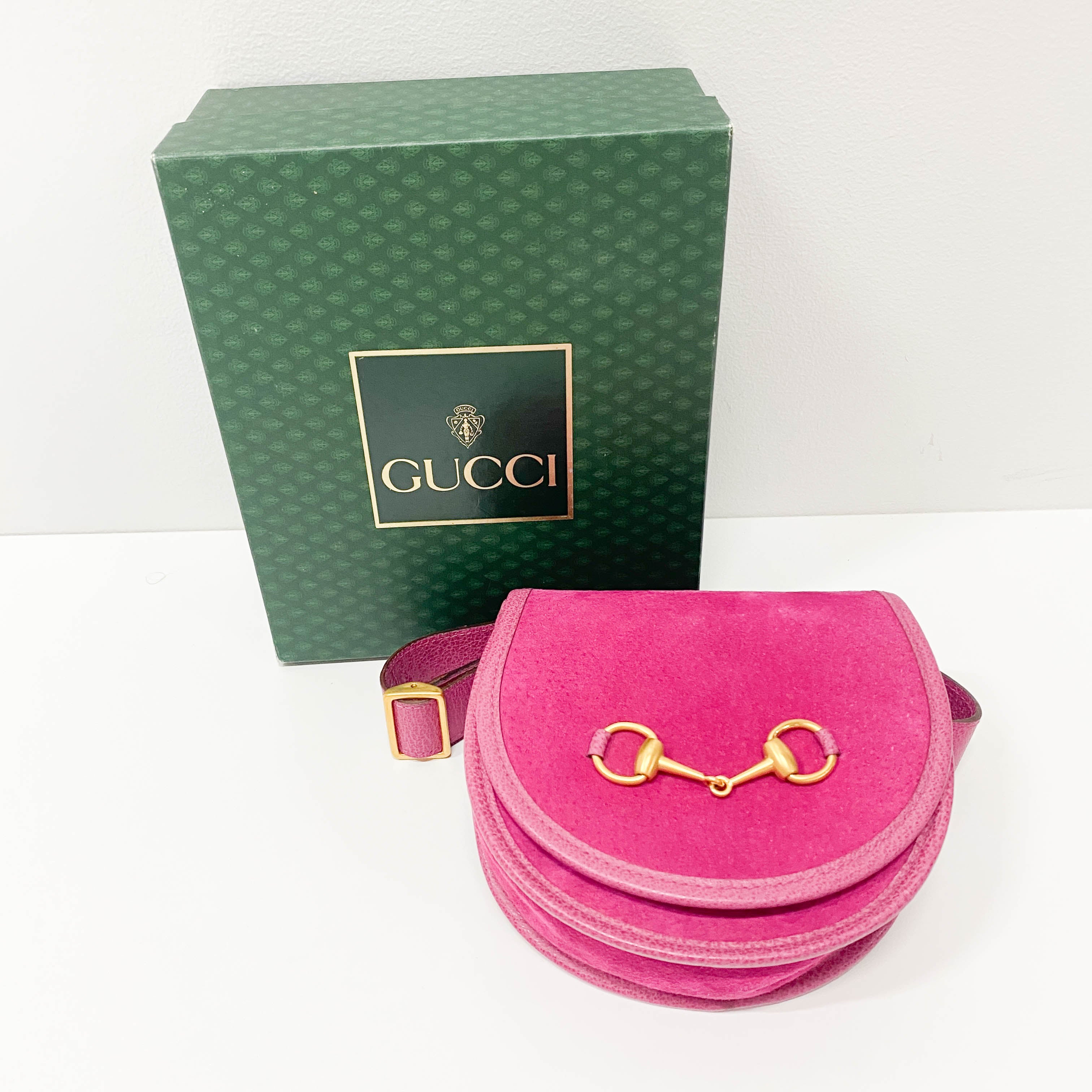 Pink Suede Horsebit Waist Bag