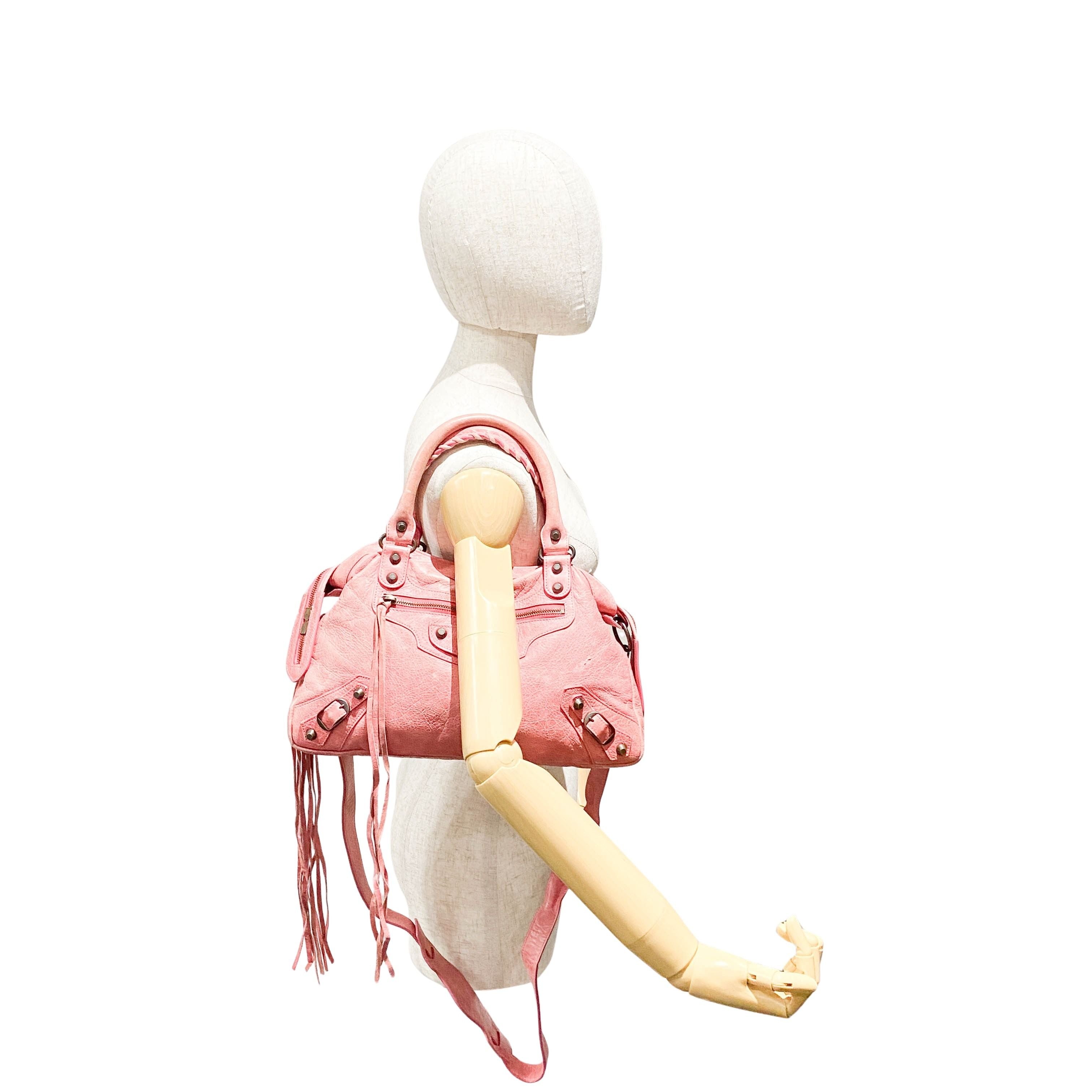 Town Pink Lambskin Two Way Bag