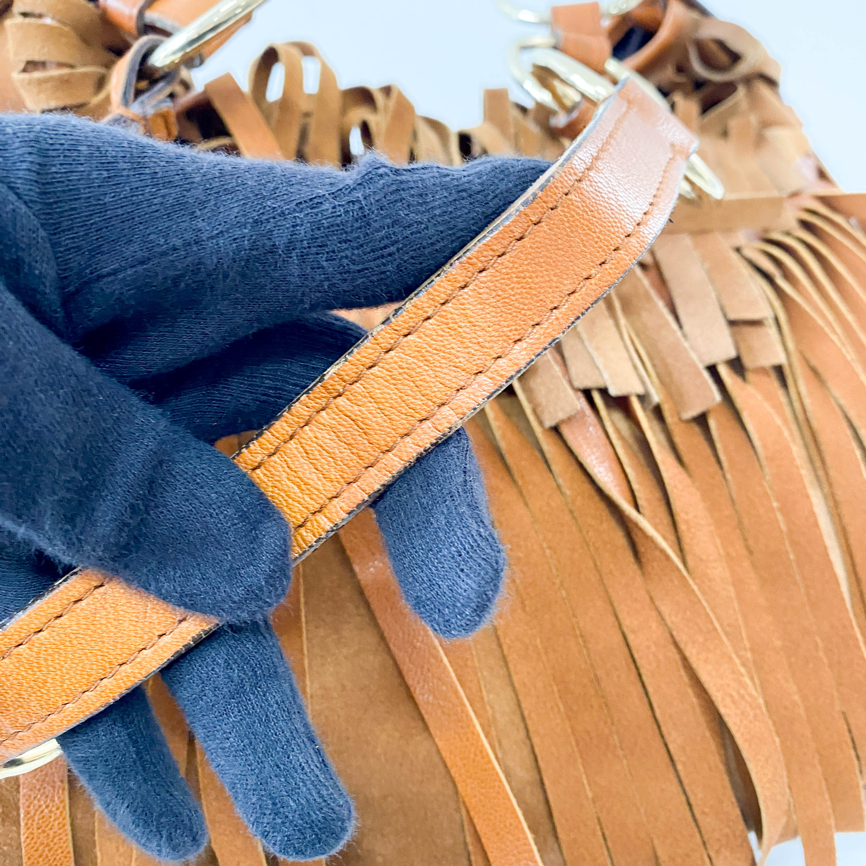 Rive Gauche Fringes Suede Shoulder Bag