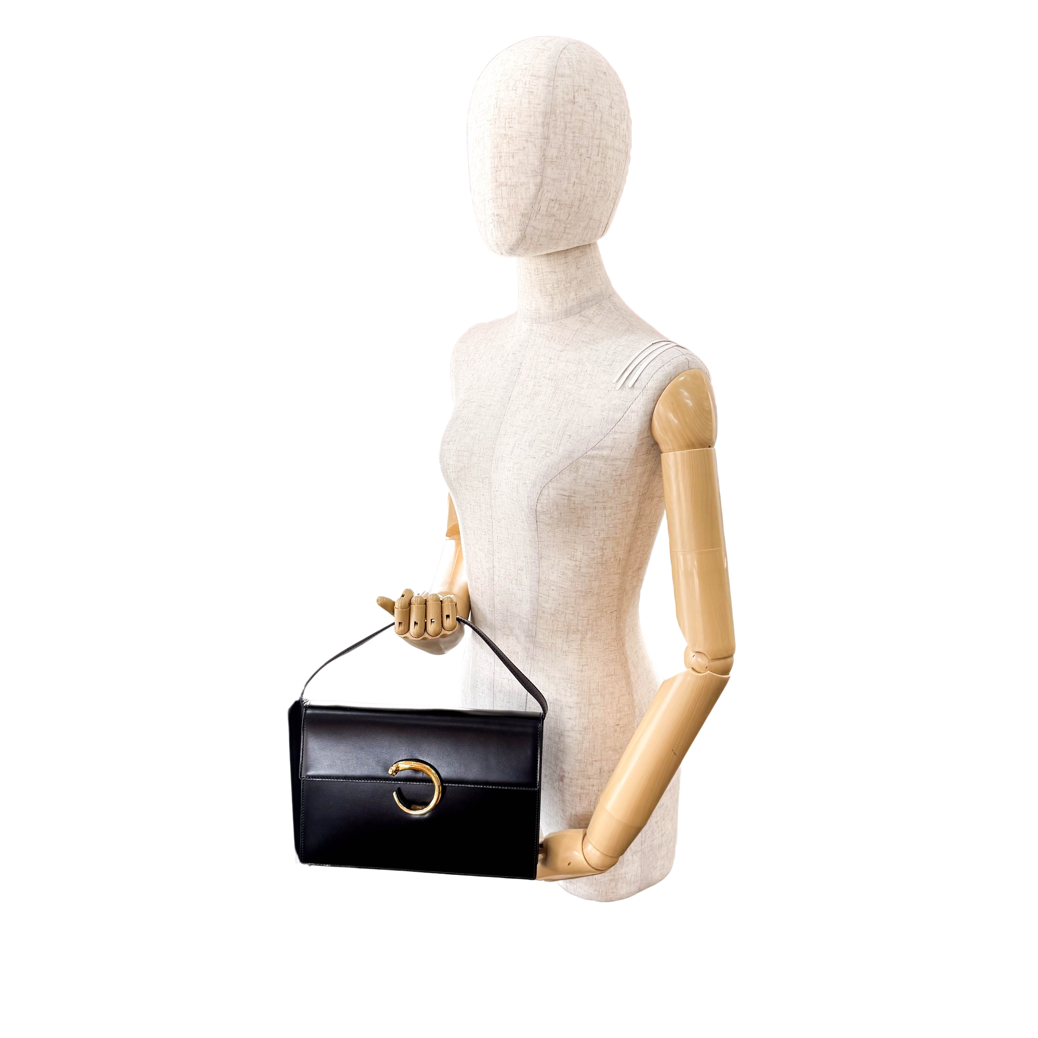 Panthère Black Leather Shoulder Bag