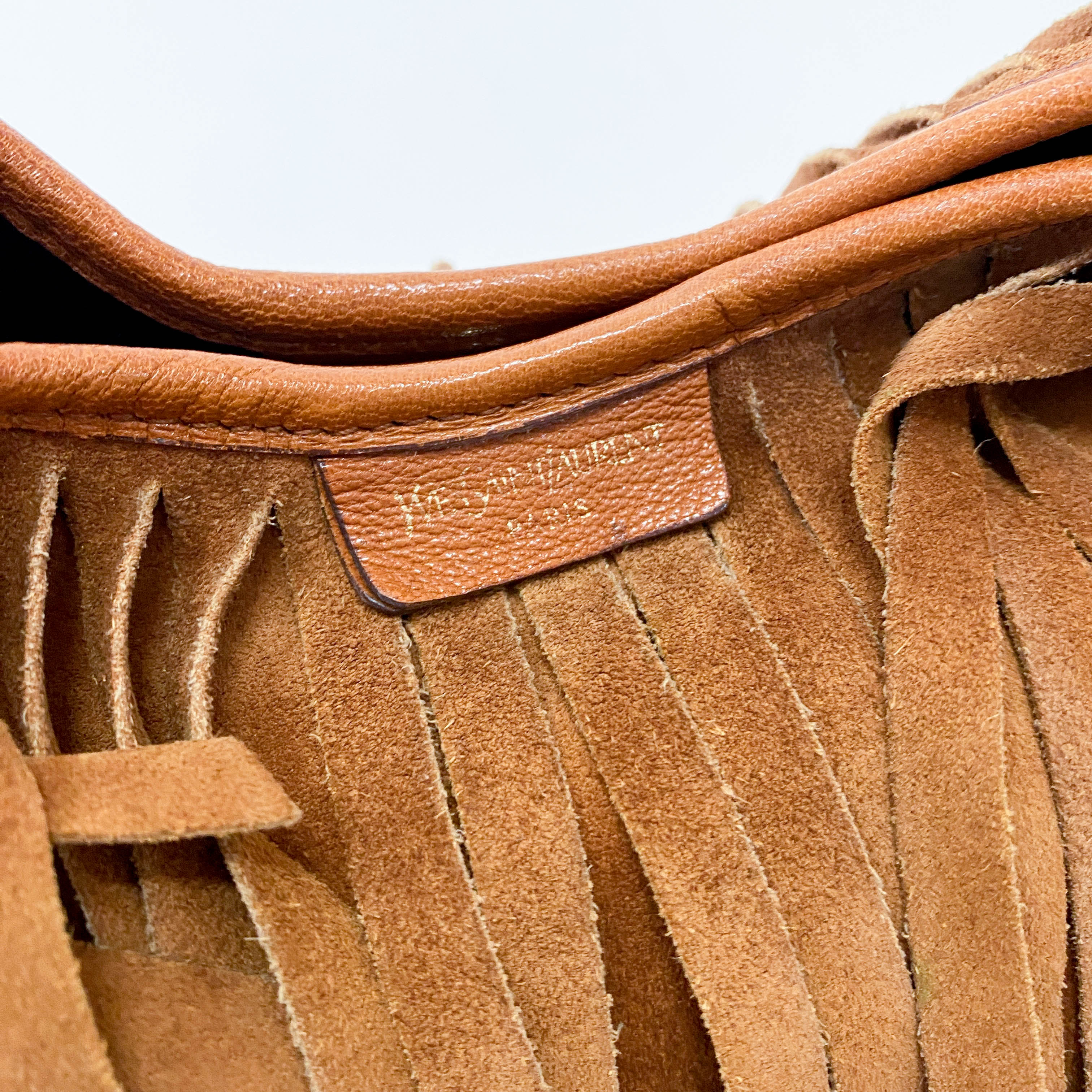 Rive Gauche Fringes Suede Shoulder Bag