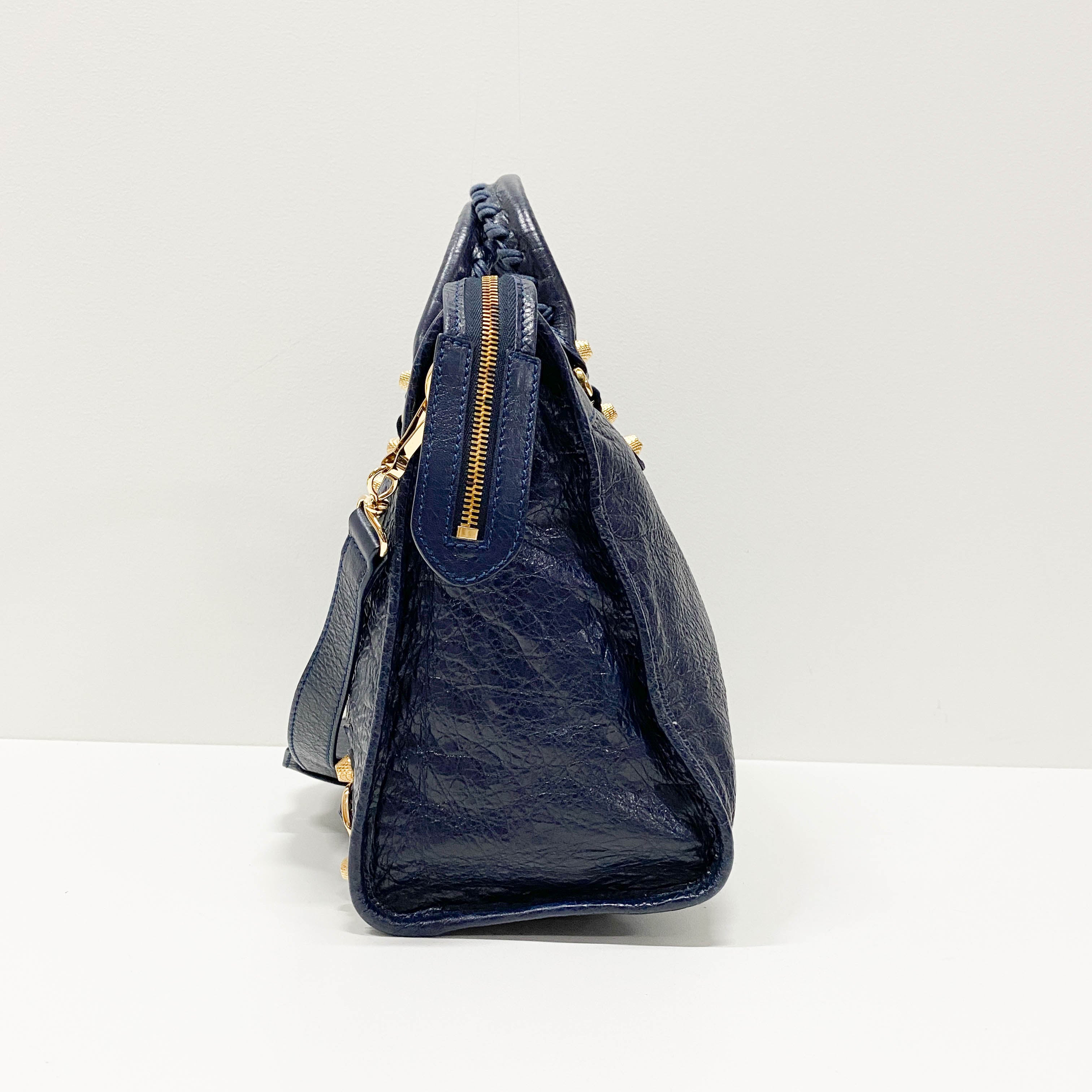 The Giant City 12 Navy Grain Calfskin Two Way Bag