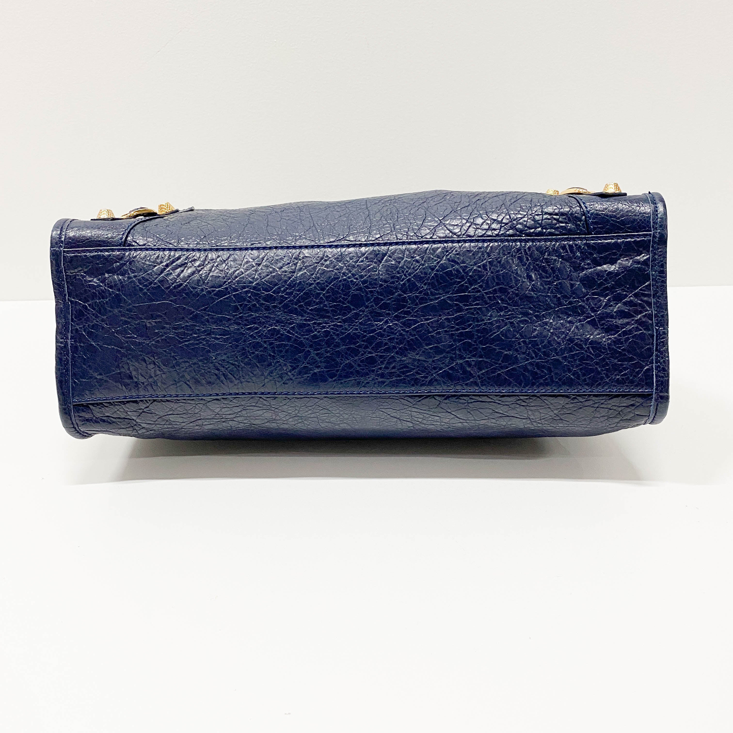 The Giant City 12 Navy Grain Calfskin Two Way Bag