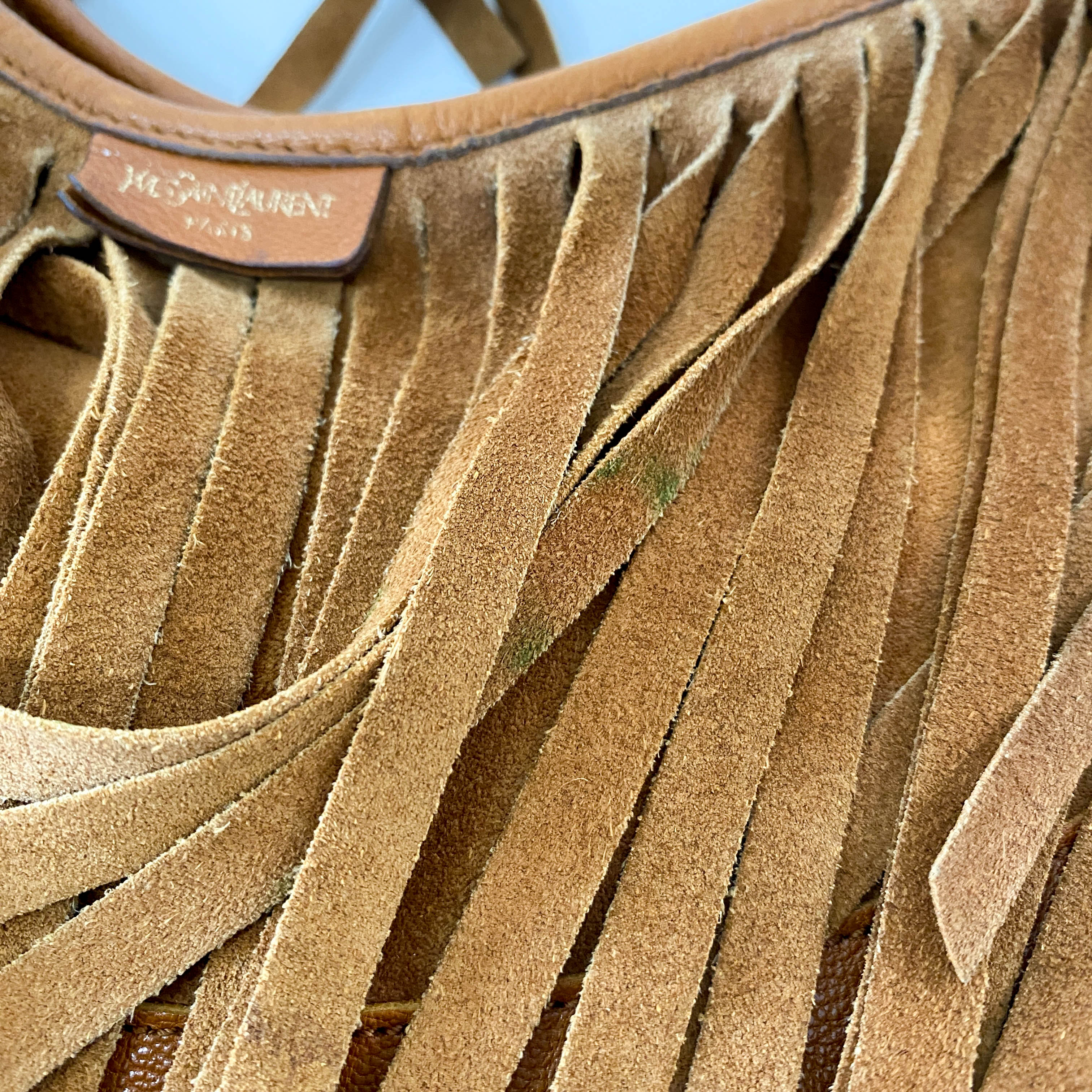 Rive Gauche Fringes Suede Shoulder Bag