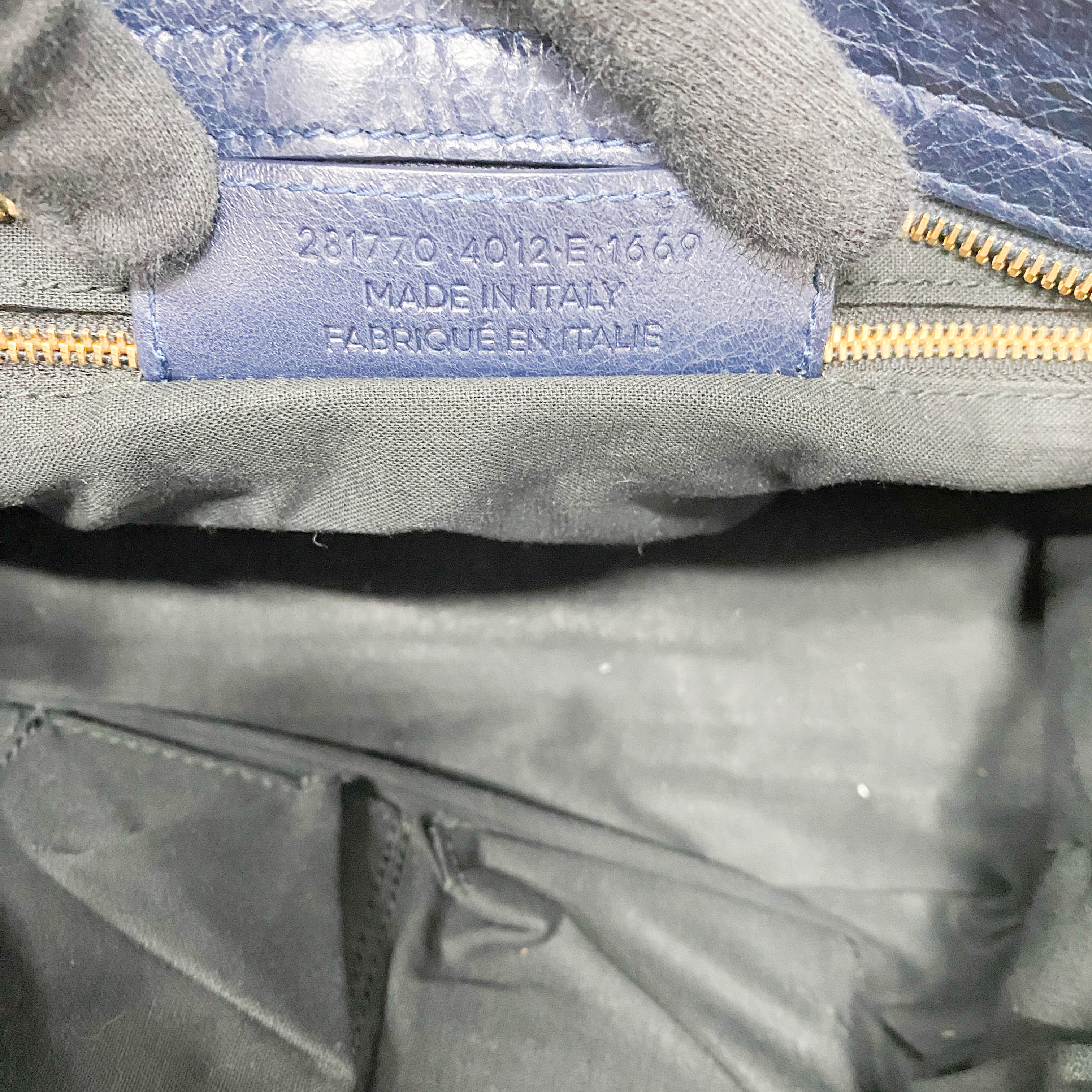 The Giant City 12 Navy Grain Calfskin Two Way Bag