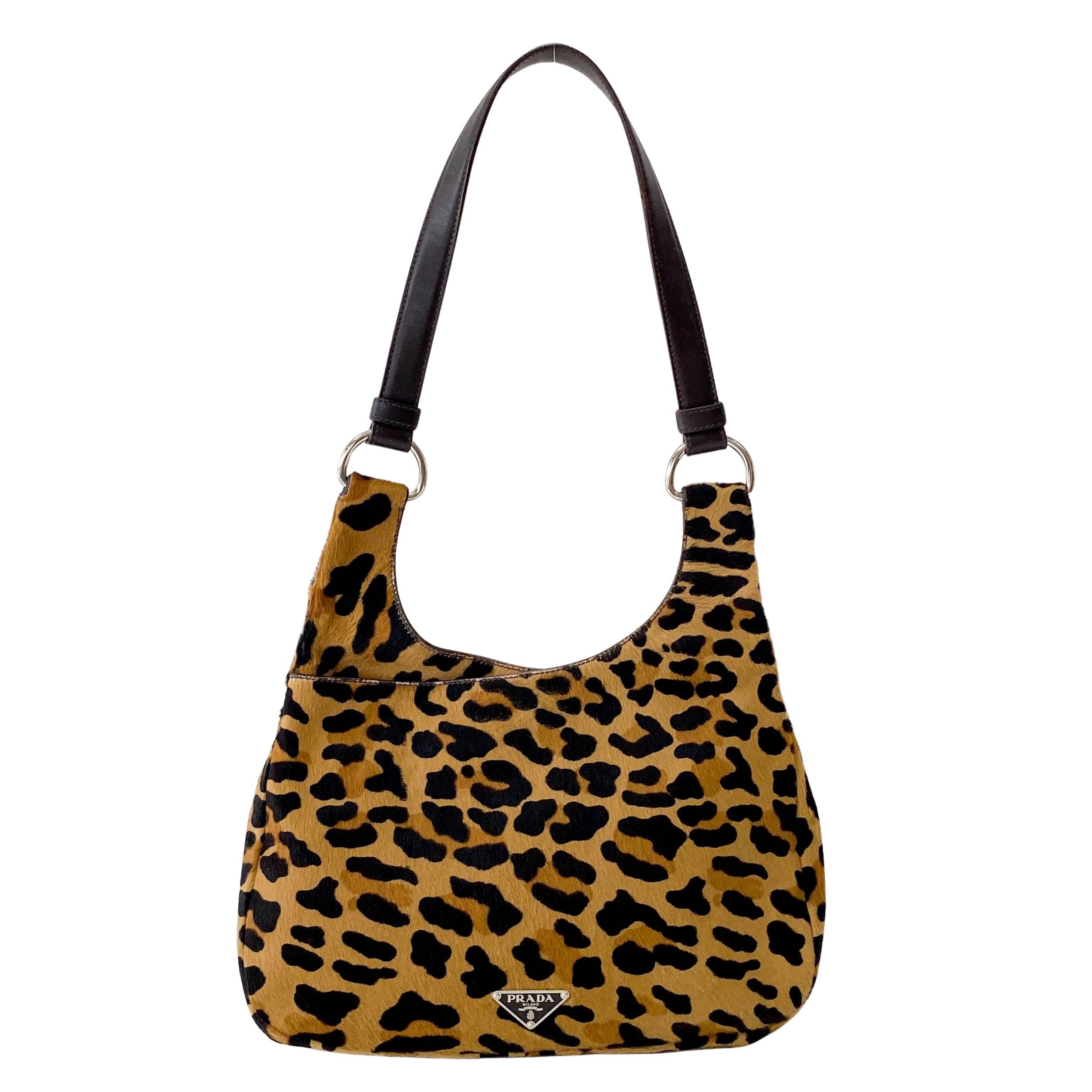 Leopard Print Pony Hair Shoulder Bag