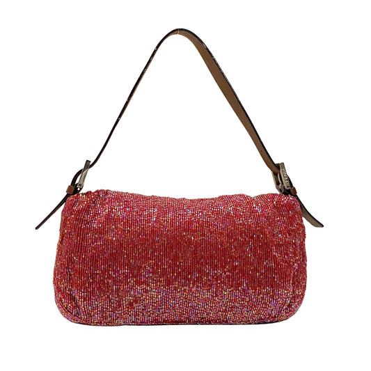 Baguette Red Beaded Shoulder Bag