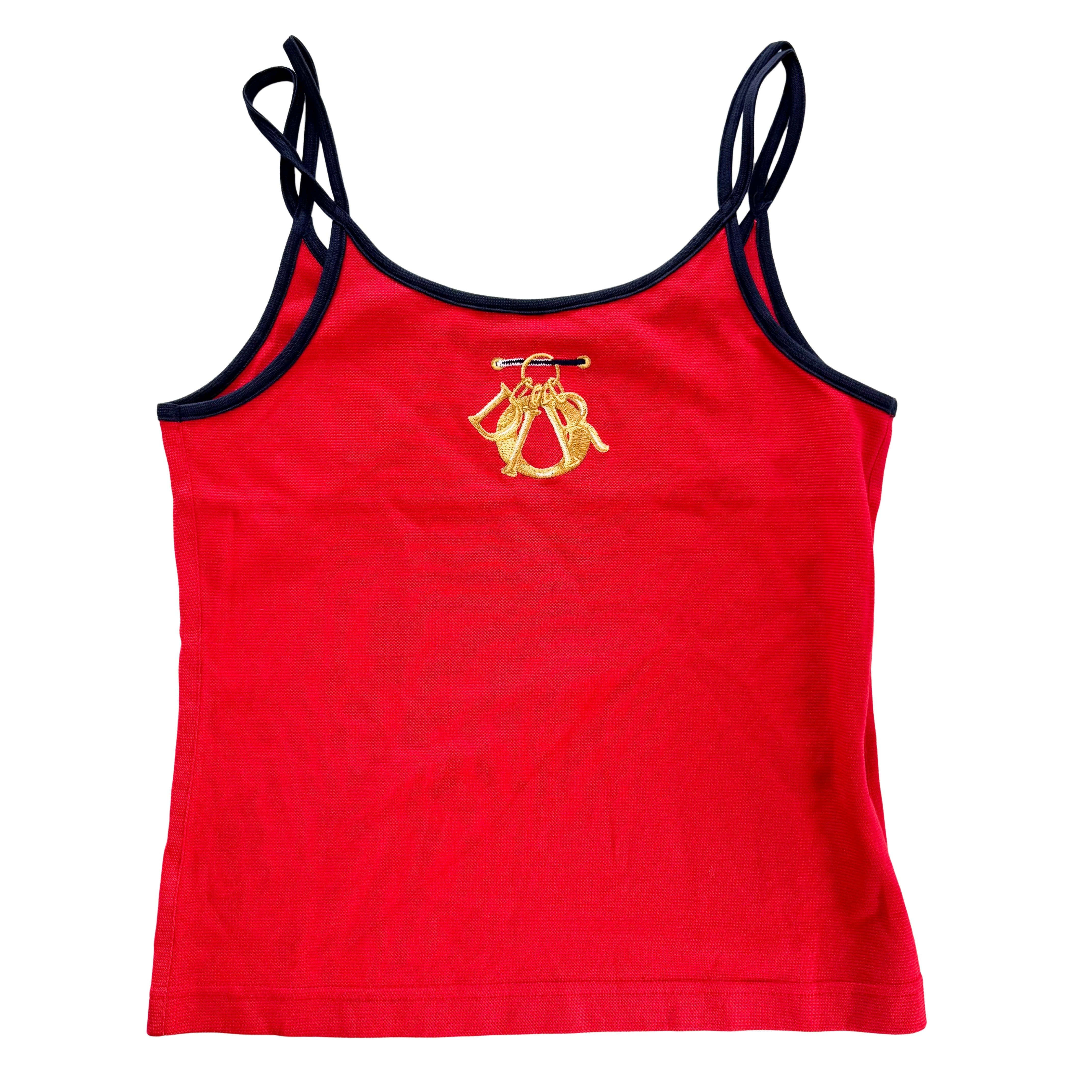 Dior Sports M Size Red Cotton Tank Top