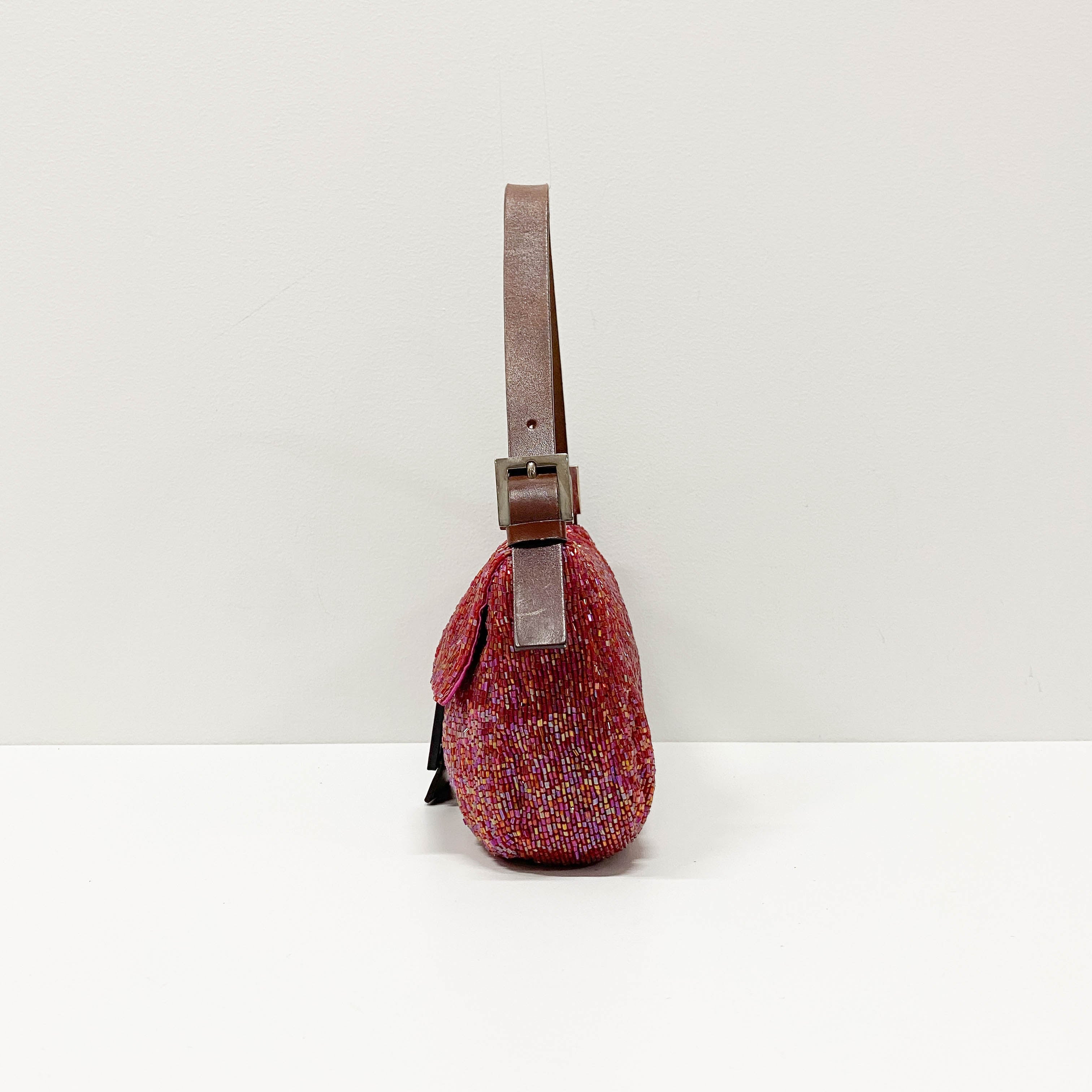 Baguette Red Beaded Shoulder Bag