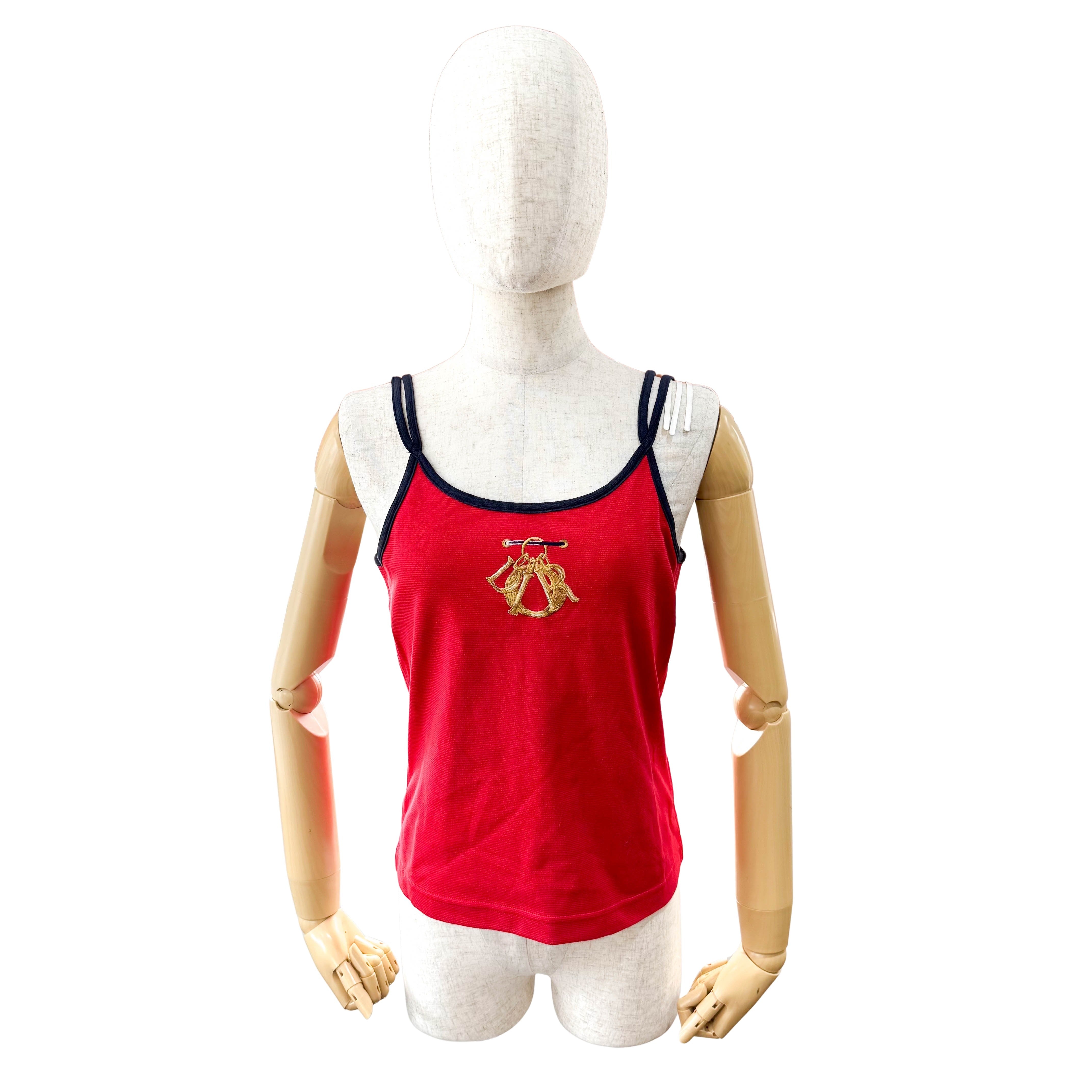 Dior Sports M Size Red Cotton Tank Top
