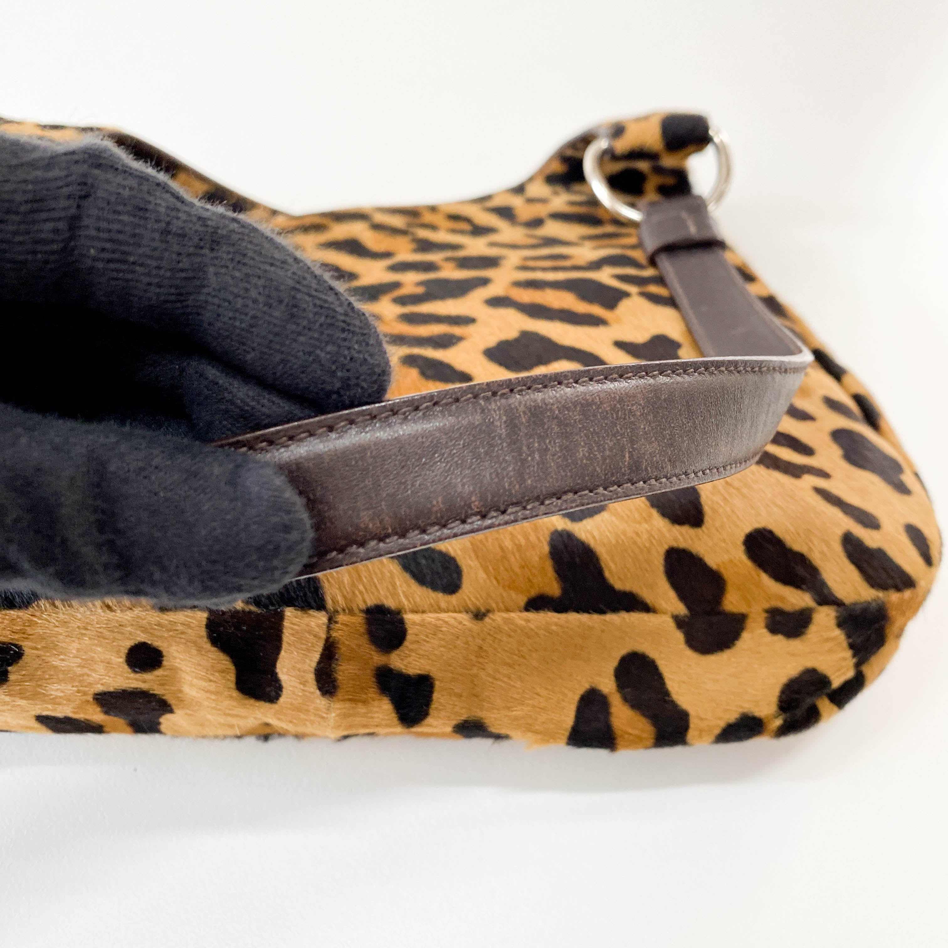 Leopard Print Pony Hair Shoulder Bag