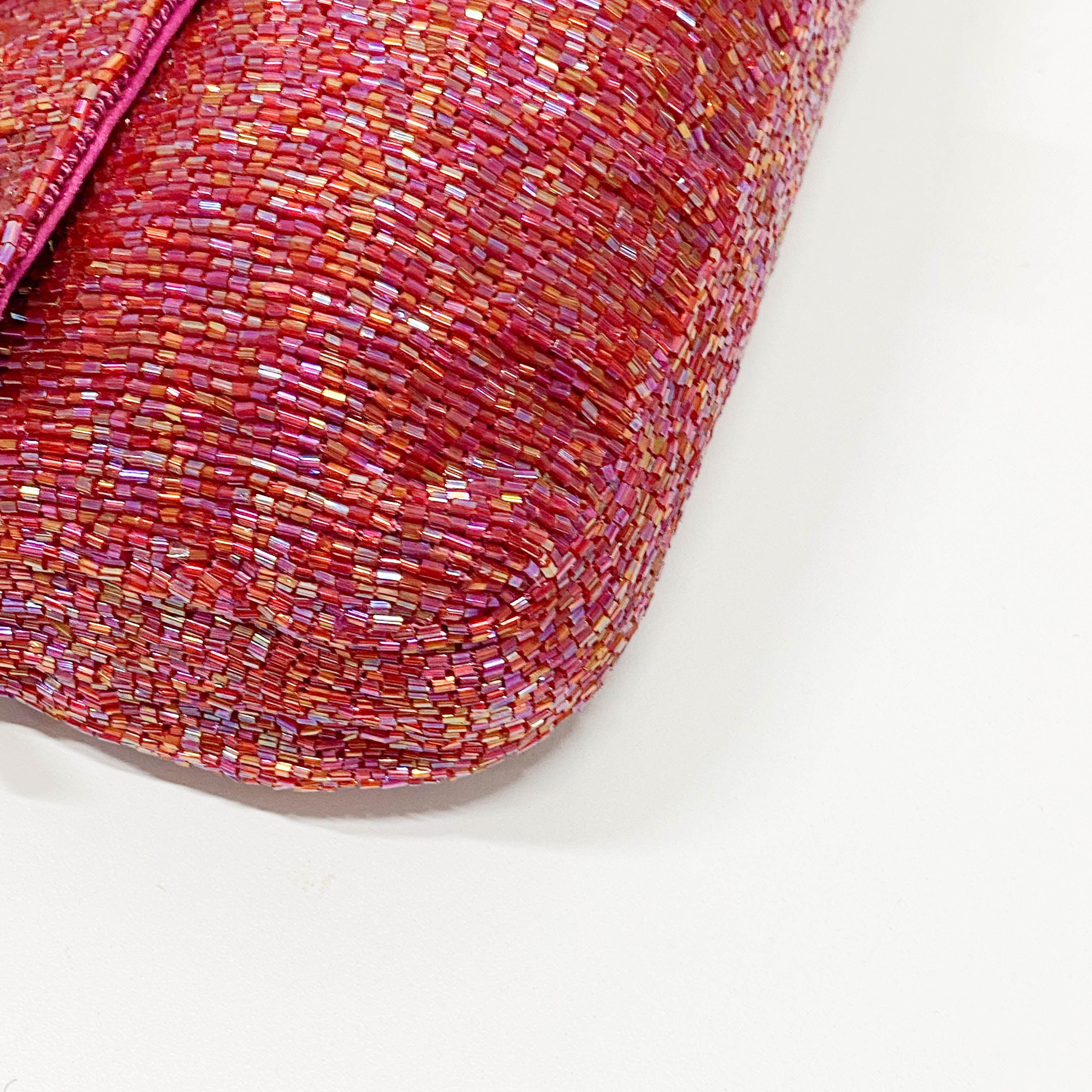 Baguette Red Beaded Shoulder Bag